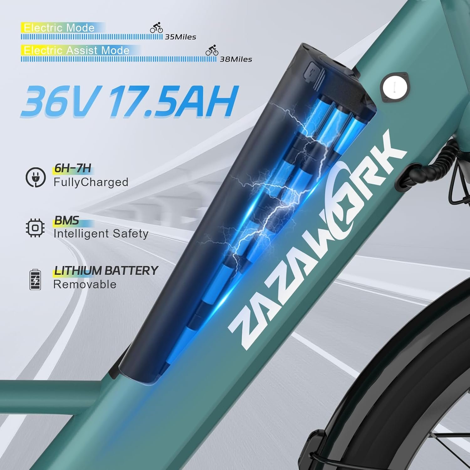 Electric Bike For Adults 36v17.5ah Removable Battery 250w Motor Ebike Lockable Spring Suspension Mechanical Disc Brakes E Bikes For Men 7-Speed Electric Bikes 26-Inch Tires - Image 3