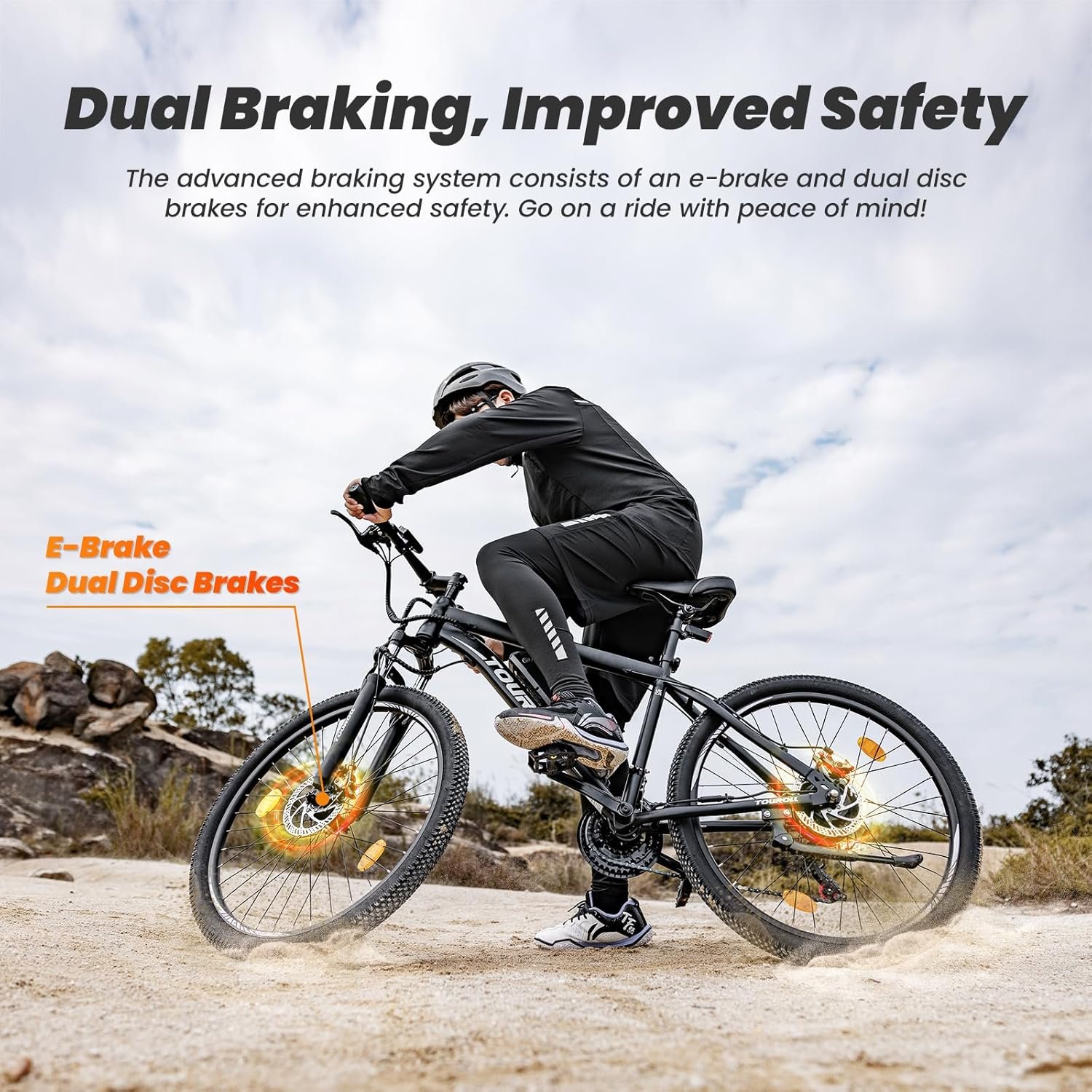 Touroll U1 Electric Mountain Bike, 26"/29'' Electric Bicycle Commute E-bike with 36V 13Ah Removable Battery, 65Km Range, LED Display, Dual Disk Brake, 21 Speed, MTB for Teenagers and Adults - Image 4