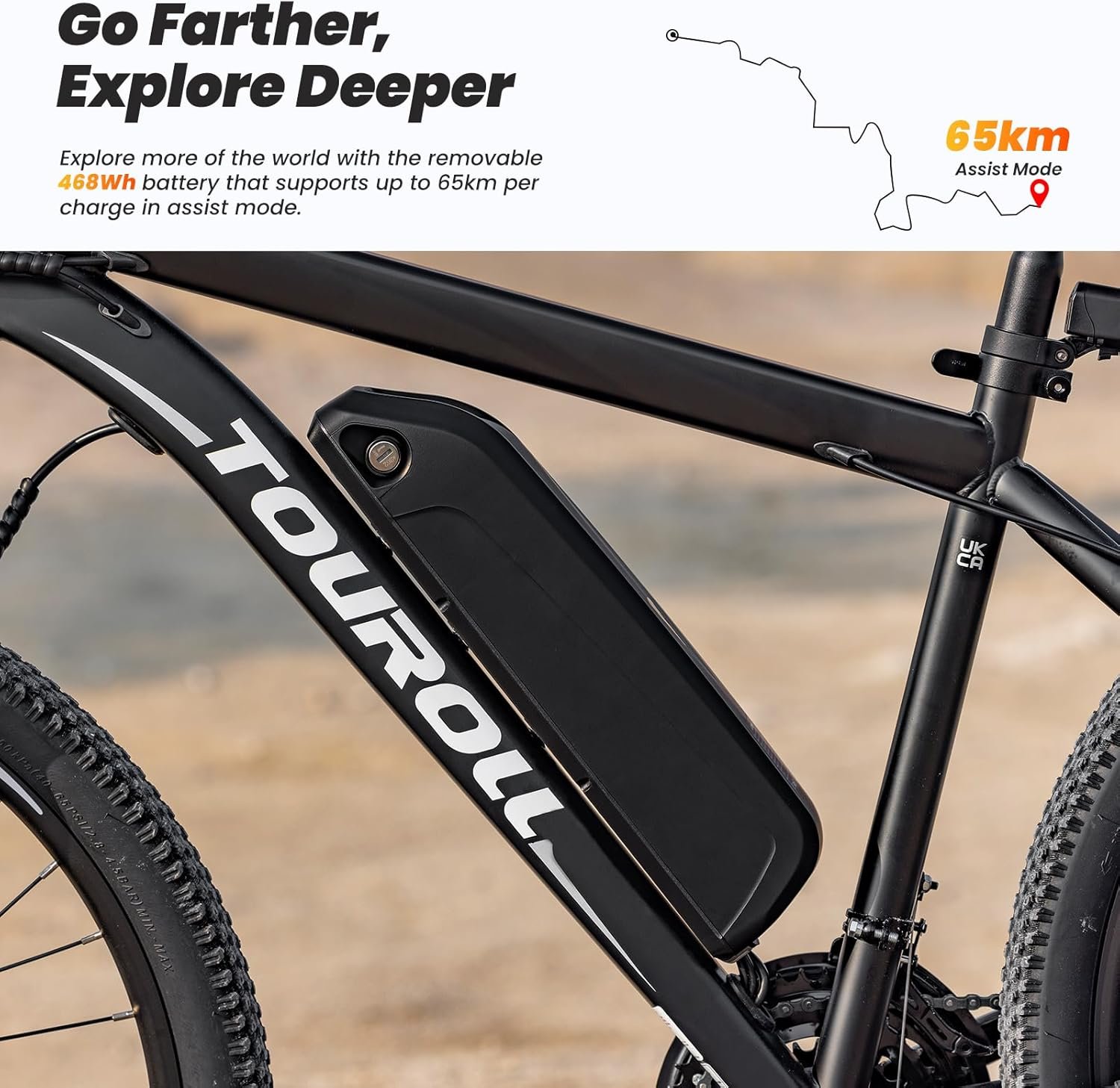 Touroll U1 Electric Mountain Bike, 26"/29'' Electric Bicycle Commute E-bike with 36V 13Ah Removable Battery, 65Km Range, LED Display, Dual Disk Brake, 21 Speed, MTB for Teenagers and Adults - Image 6