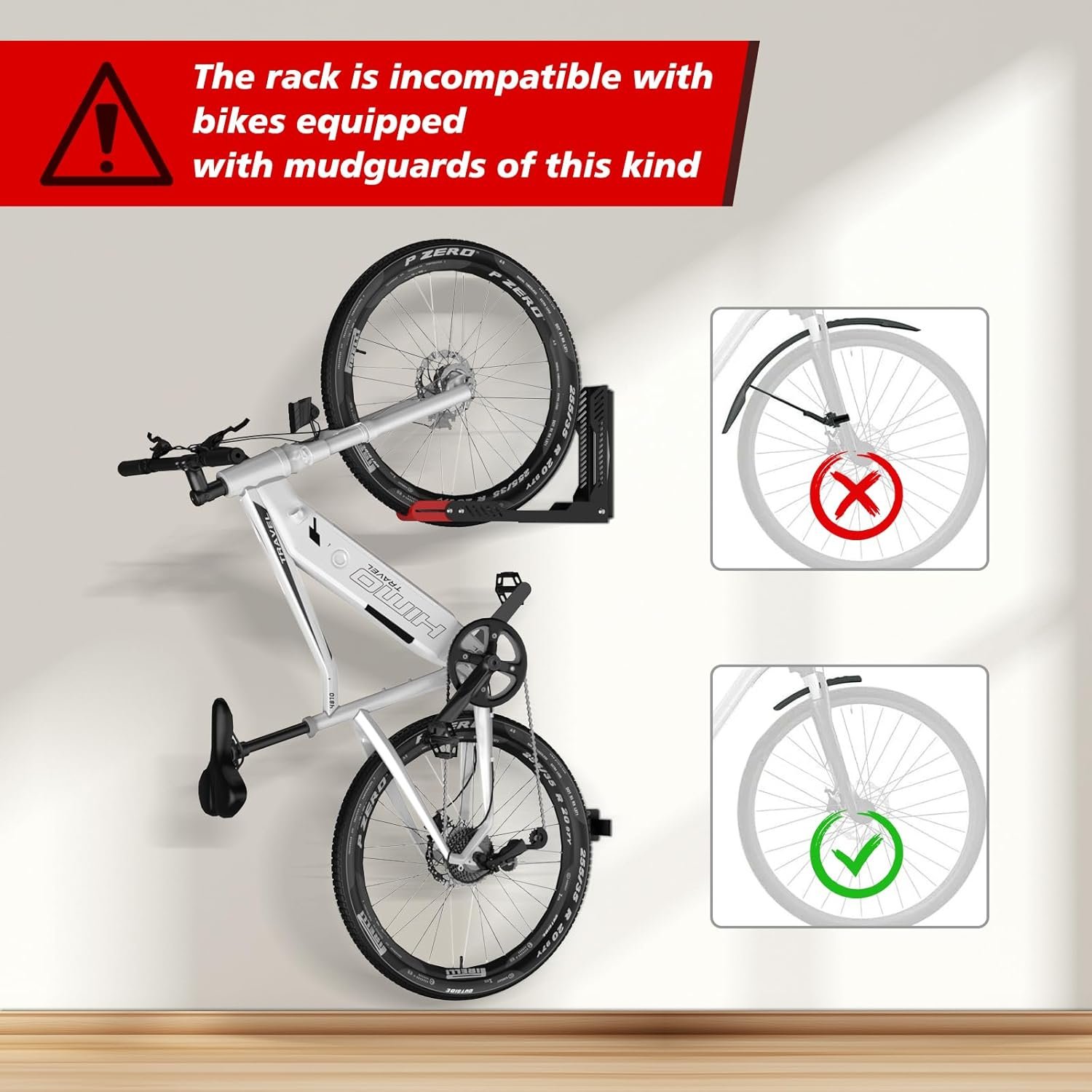 IMAYCC Upgraded New Bike Wall Mount, Space Saving Adjustable Foldable Bike Rack Wall, No Heavy Lifting, Bike Hangers for Garage, Foldable Bicycle Holder for MTB Road Bike - Image 6