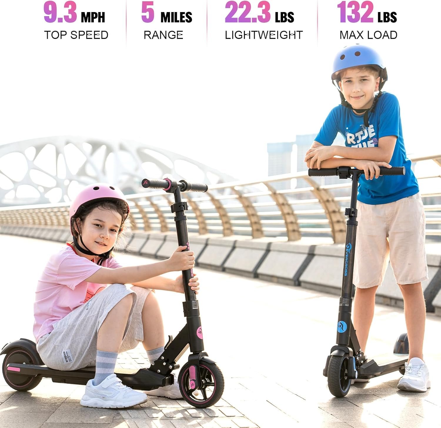 EVERCROSS EV06C Electric Scooter, 6.5'' Foldable Electric Scooters for Kids Ages 6-12, Up to 15 KM/H & 8 KM, LED Display, Colorful LED Lights, Lightweight Kids E-Scooter - Image 2