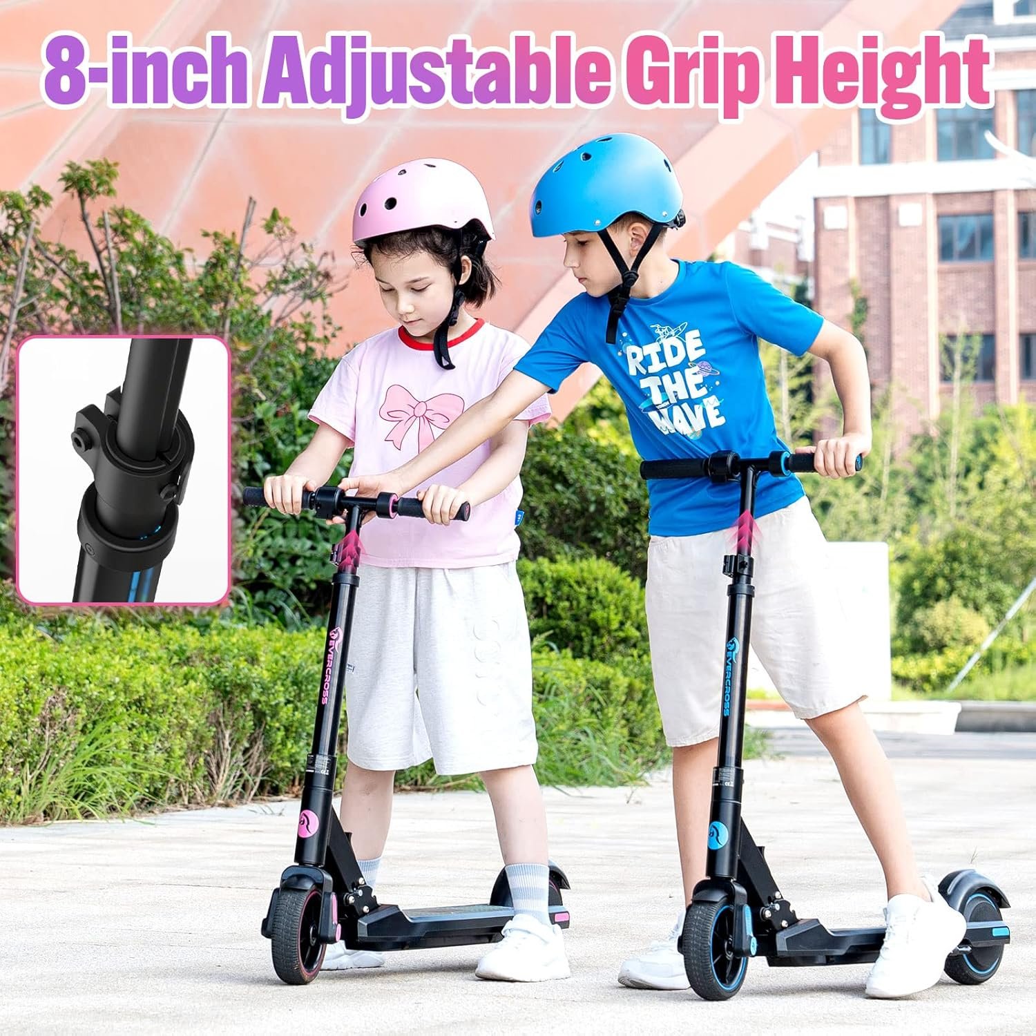 EVERCROSS EV06C Electric Scooter, 6.5'' Foldable Electric Scooters for Kids Ages 6-12, Up to 15 KM/H & 8 KM, LED Display, Colorful LED Lights, Lightweight Kids E-Scooter - Image 4