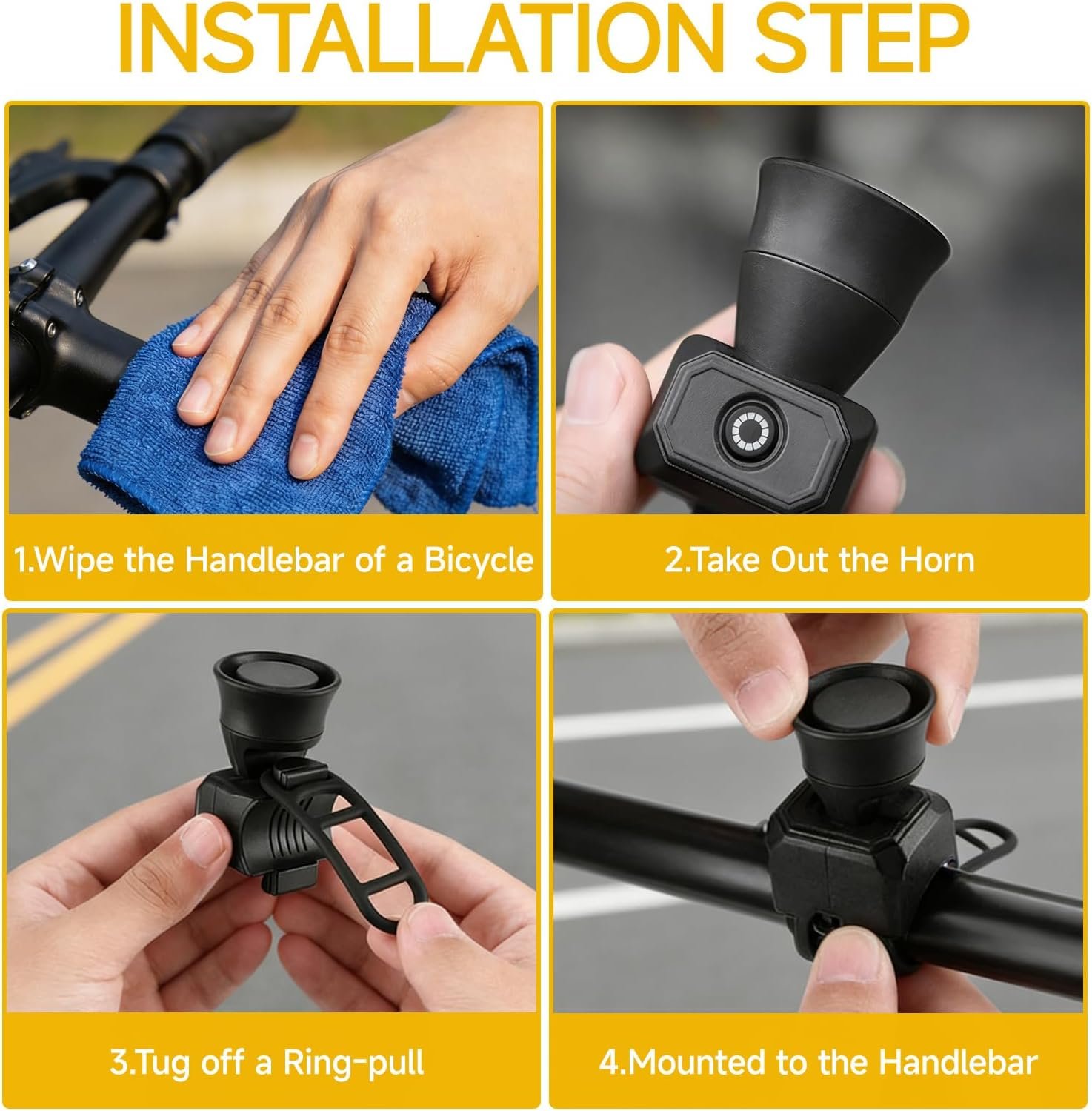 Electric Bike Horn Universal Cycling Ring Bell 5 Sound Modes 120dB Loud Waterproof Bicycle Bell with Silicone Bandage for Mountain Bikes Racing Bicycles Scooter Adults Black - Image 5