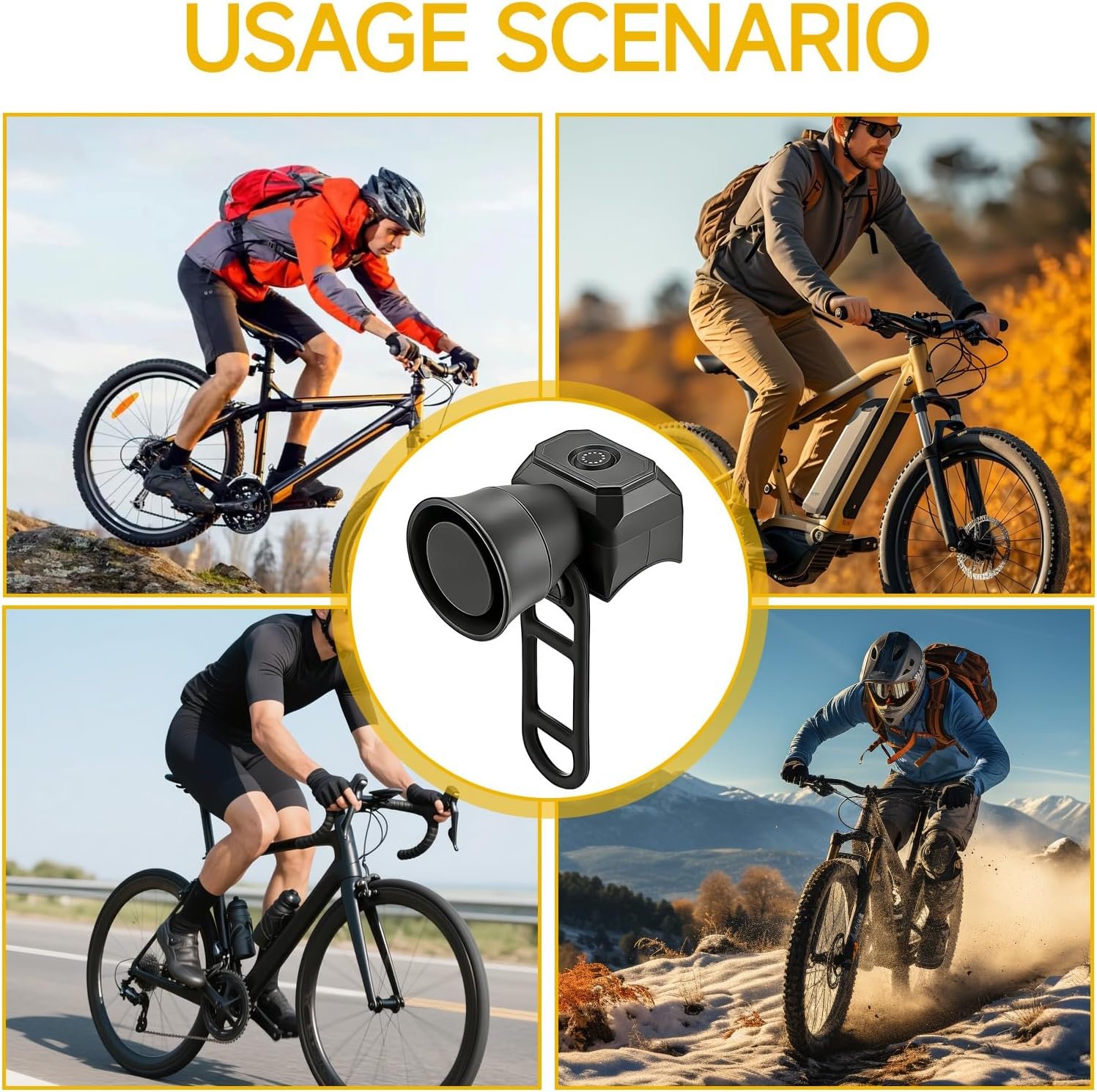 Electric Bike Horn Universal Cycling Ring Bell 5 Sound Modes 120dB Loud Waterproof Bicycle Bell with Silicone Bandage for Mountain Bikes Racing Bicycles Scooter Adults Black - Image 6