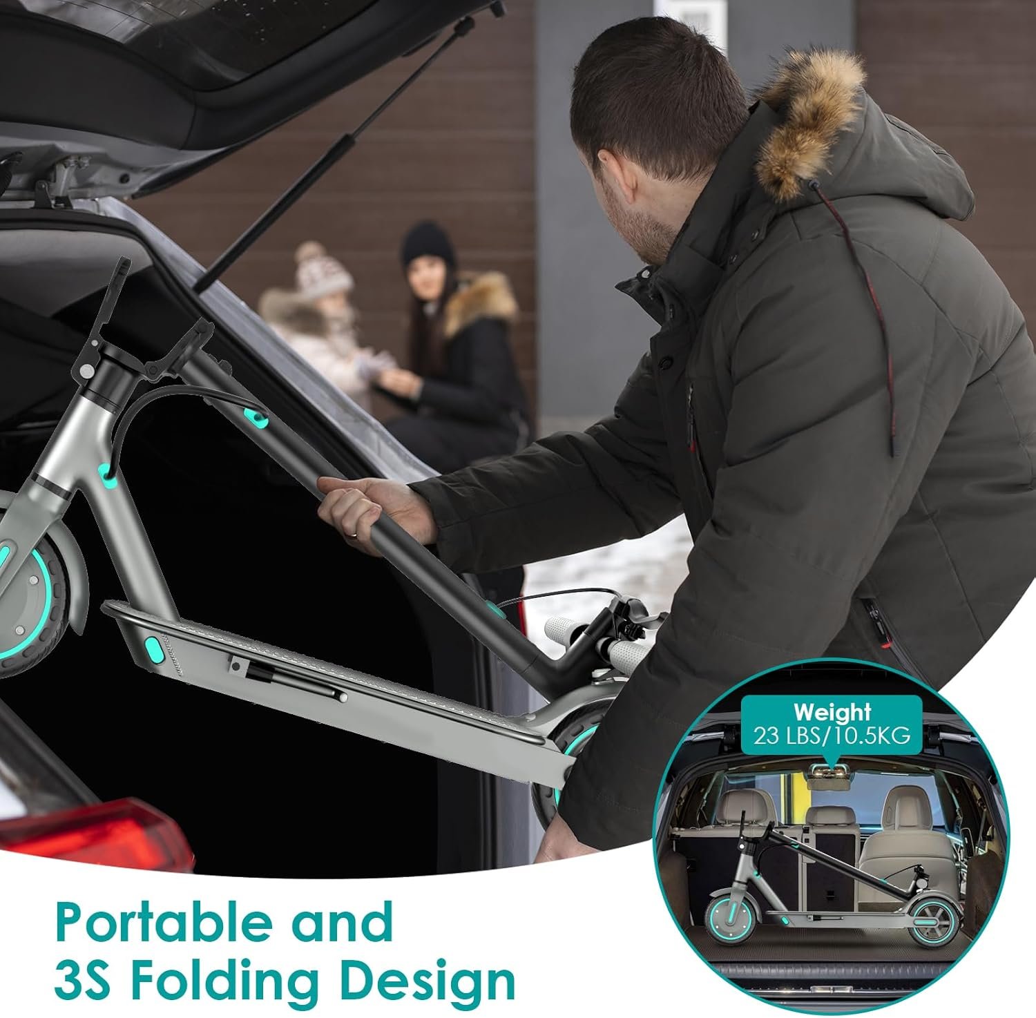 Electric Scooter for Adults,8.5”/10” Solid Tires,UP to 25KM/H,350W Powerful Motor,35/45KM Range with Braking System,Foldable Lightweight Electric Scooter,Max Load 120KG,App Control - Image 5