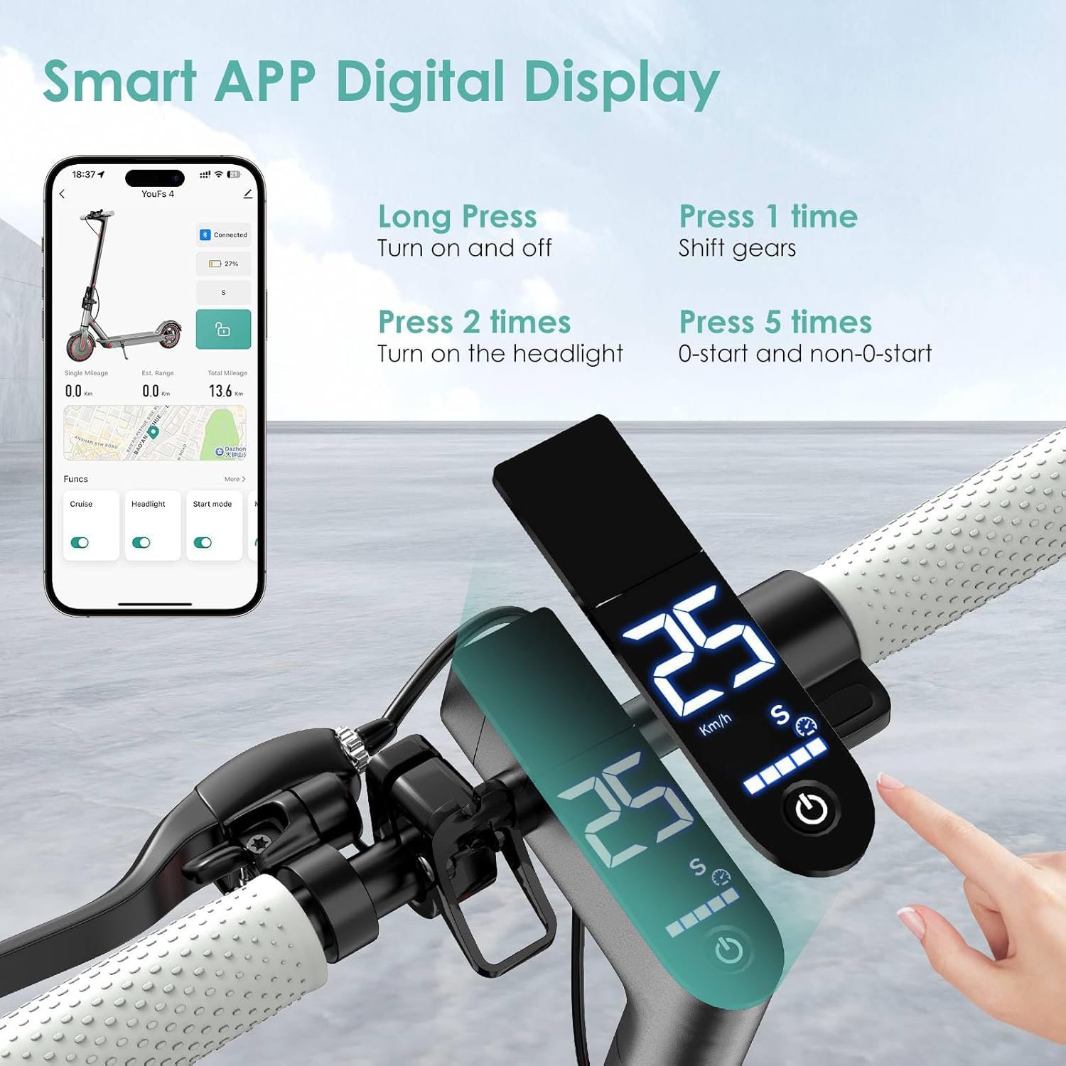 Electric Scooter for Adults,8.5”/10” Solid Tires,UP to 25KM/H,350W Powerful Motor,35/45KM Range with Braking System,Foldable Lightweight Electric Scooter,Max Load 120KG,App Control - Image 7