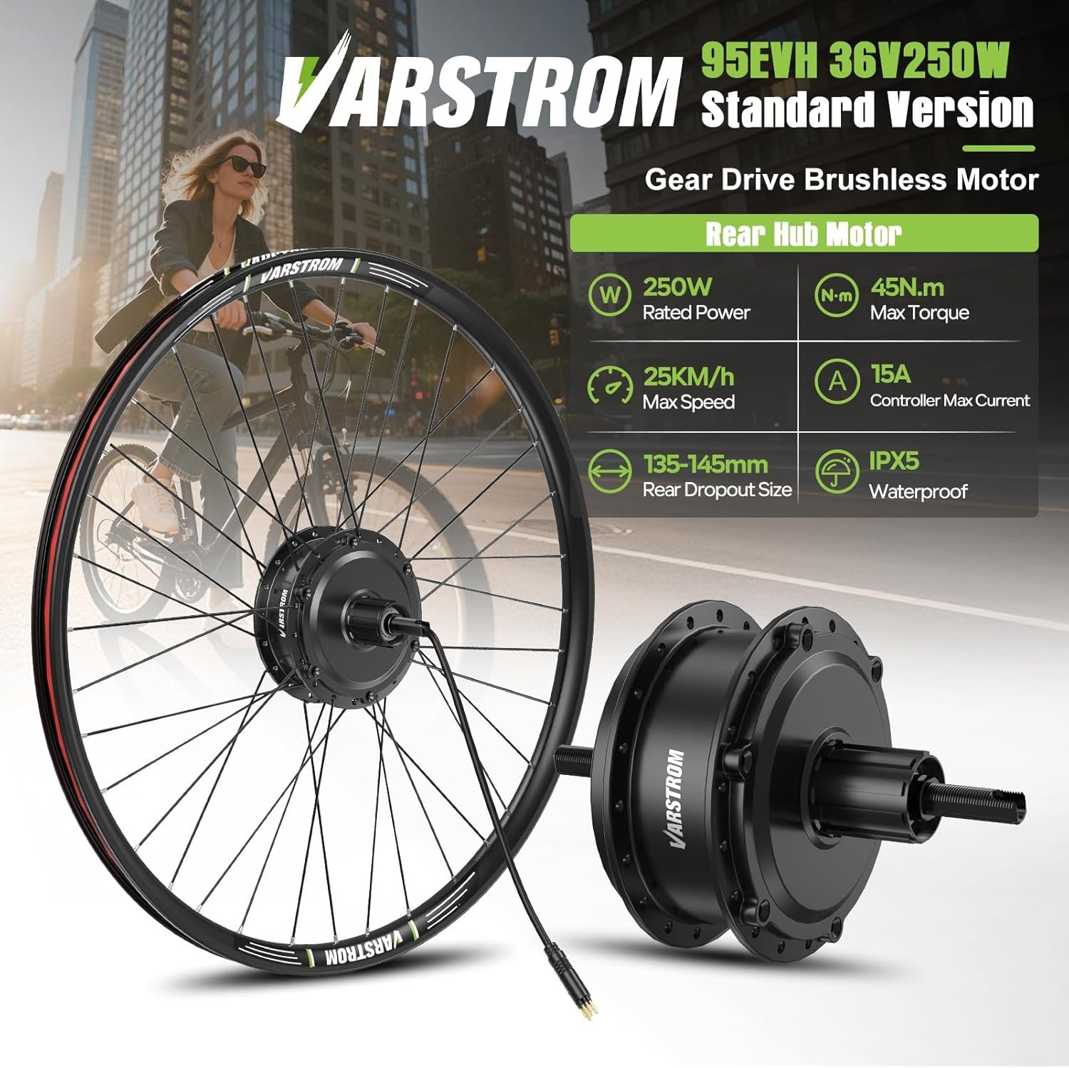 36V 250W Electric Bike Conversion Kit – Rear Hub Brushless Motor EBike Conversion Kit for 26" 27.5" 28" 29" 700C with Upgraded Controller, Optional Display & PAS Sensor for MTB (No Battery) - Image 2
