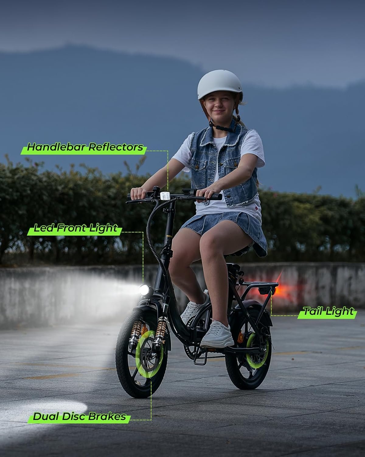 Finbike U4 Electric Bike, 16" Portable Electric Bicycle with Removable Battery, 60KM Max Range, 3 Riding Modes, Front Shock Absorber, Foldable E-bike for Adults/Teens - Image 5