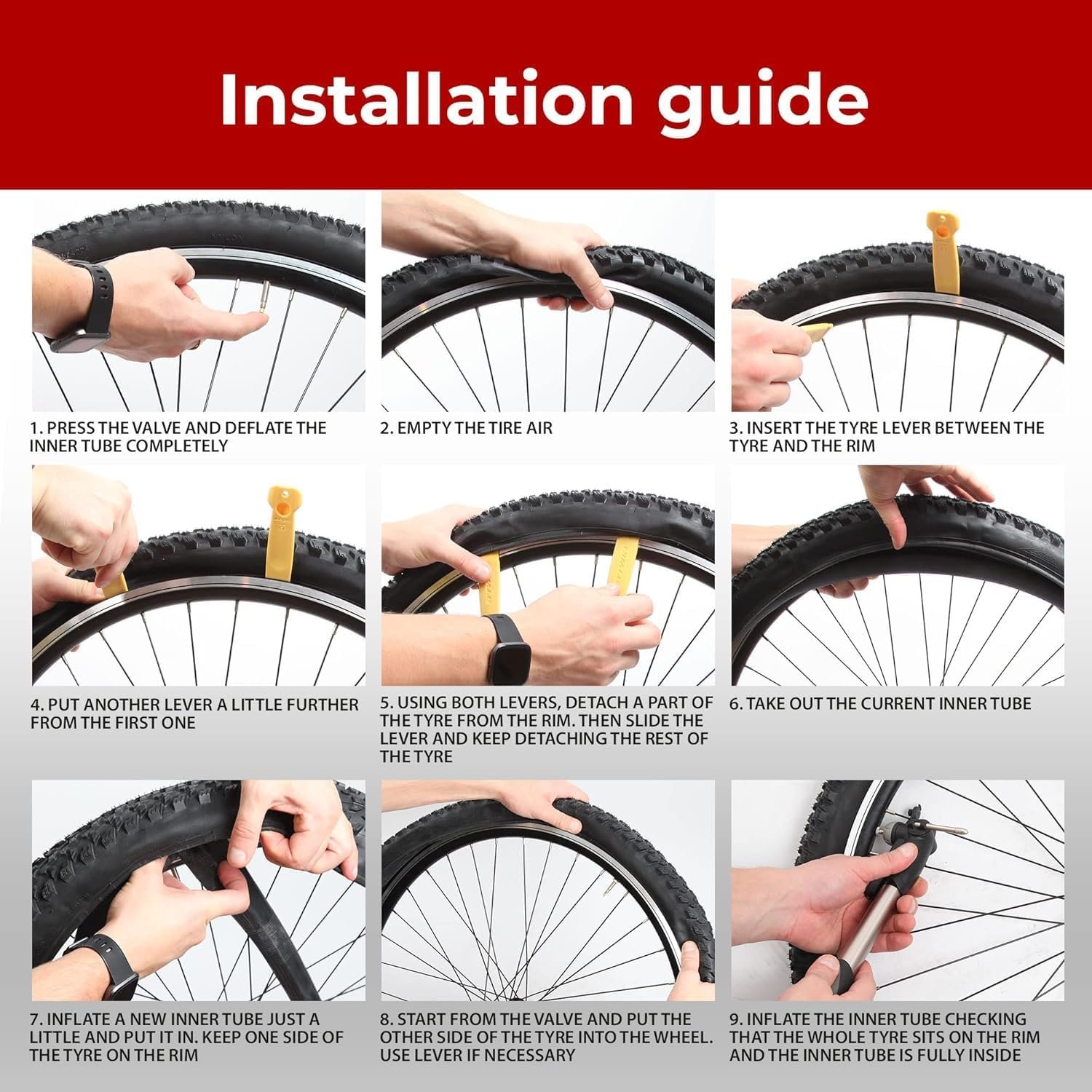 Fincci Pair Bike Inner Tube 26 x 1.75 x 1.95 x 2.0 x 2.125 with 48 mm Schrader/Presta Valve - Inner Tubes 26 inch, 2PCS 26" 47/57-559 Bike Tyre Tube for MTB, Mountain, Road, Hybrid & Electric Bike - Image 4