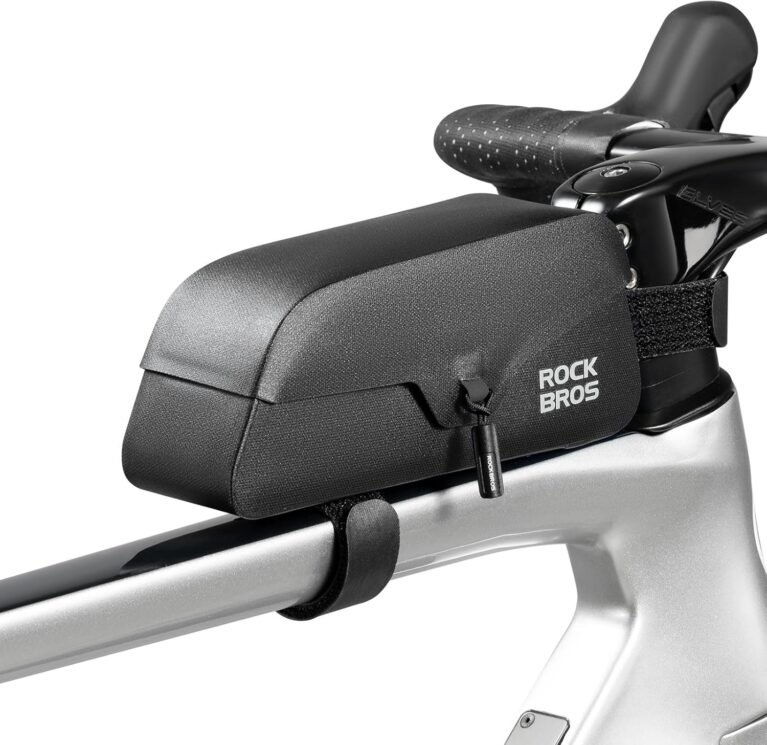 ROCKBROS 100% Waterproof Bike Top Tube Bag with Magnetic Lid, Zipless Bike Frame Triangle Bag Durable and Lightweight 0.6L/0.9L, Suitable for Gravel Bikes, Road Bikes and MTB