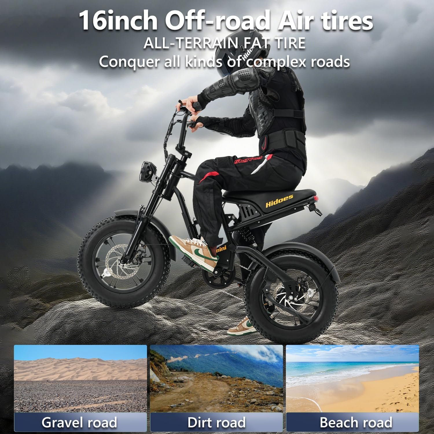Kanpe 20" * 4" Electric Bikes for Adults,Hidoes B6 Road Bike Electric Mountain Bike with 48V 15.6Ah Removable Battery, 80KM Range,7-Speed,LCD Display,Fat Tyre E-bike with Dual Suspension - Image 4