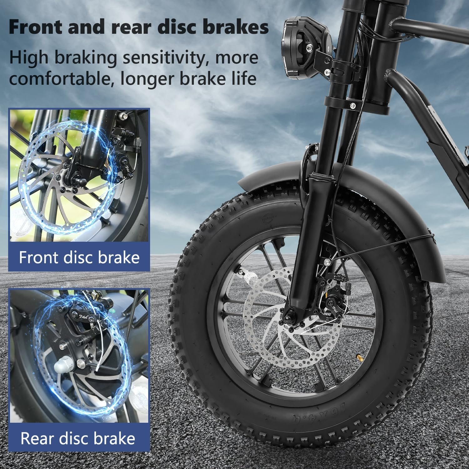 Kanpe 20" * 4" Electric Bikes for Adults,Hidoes B6 Road Bike Electric Mountain Bike with 48V 15.6Ah Removable Battery, 80KM Range,7-Speed,LCD Display,Fat Tyre E-bike with Dual Suspension - Image 8