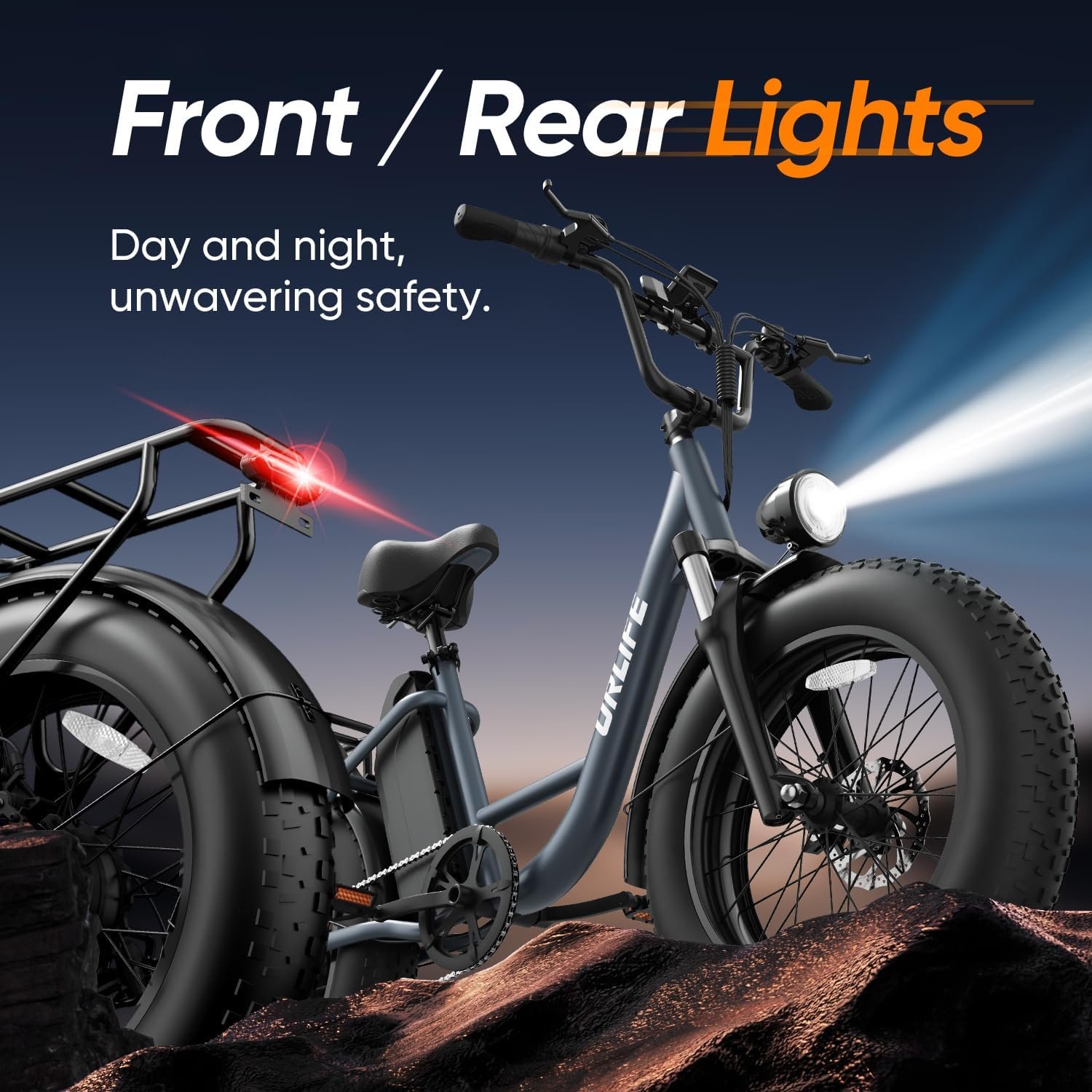 URLIFE 20" Electric Bike for Adults, Fat Tire Mountain Bike with Colorful LCD Display, Removable Battery, 7-Speed Derailleur Ebike Commute MTB - Image 7