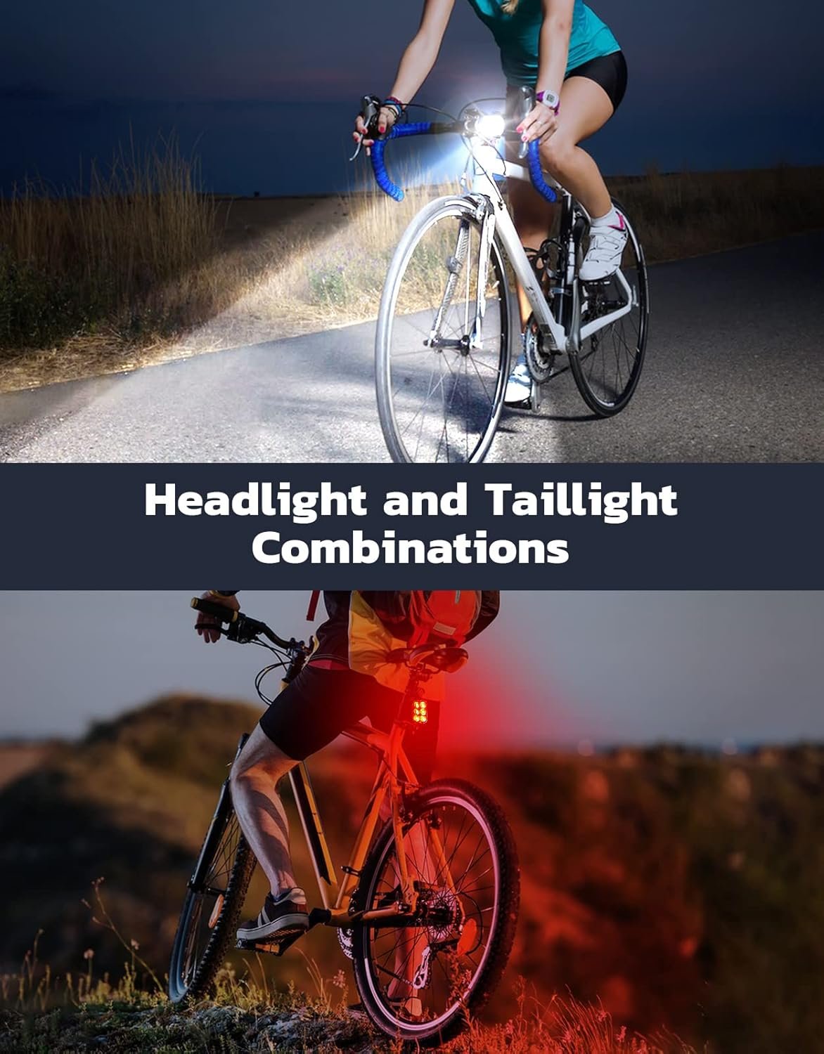 Glangeh Bike Lights Ultra Slim, Rechargeable Bicycle Lights Front and Rear, 4+6 Modes Bike Light, Waterproof IP65 Cycle Lights for Road Safety, 1.5 Hrs Fast Charging Bike Light Cycling Headlights Set - Image 2