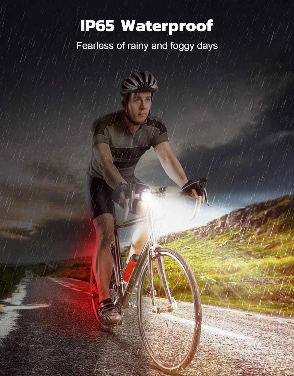 Glangeh Bike Lights Ultra Slim, Rechargeable Bicycle Lights Front and Rear, 4+6 Modes Bike Light, Waterproof IP65 Cycle Lights for Road Safety, 1.5 Hrs Fast Charging Bike Light Cycling Headlights Set - Image 5