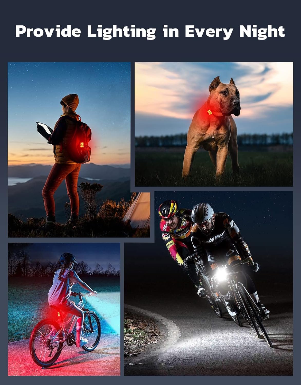 Glangeh Bike Lights Ultra Slim, Rechargeable Bicycle Lights Front and Rear, 4+6 Modes Bike Light, Waterproof IP65 Cycle Lights for Road Safety, 1.5 Hrs Fast Charging Bike Light Cycling Headlights Set - Image 6