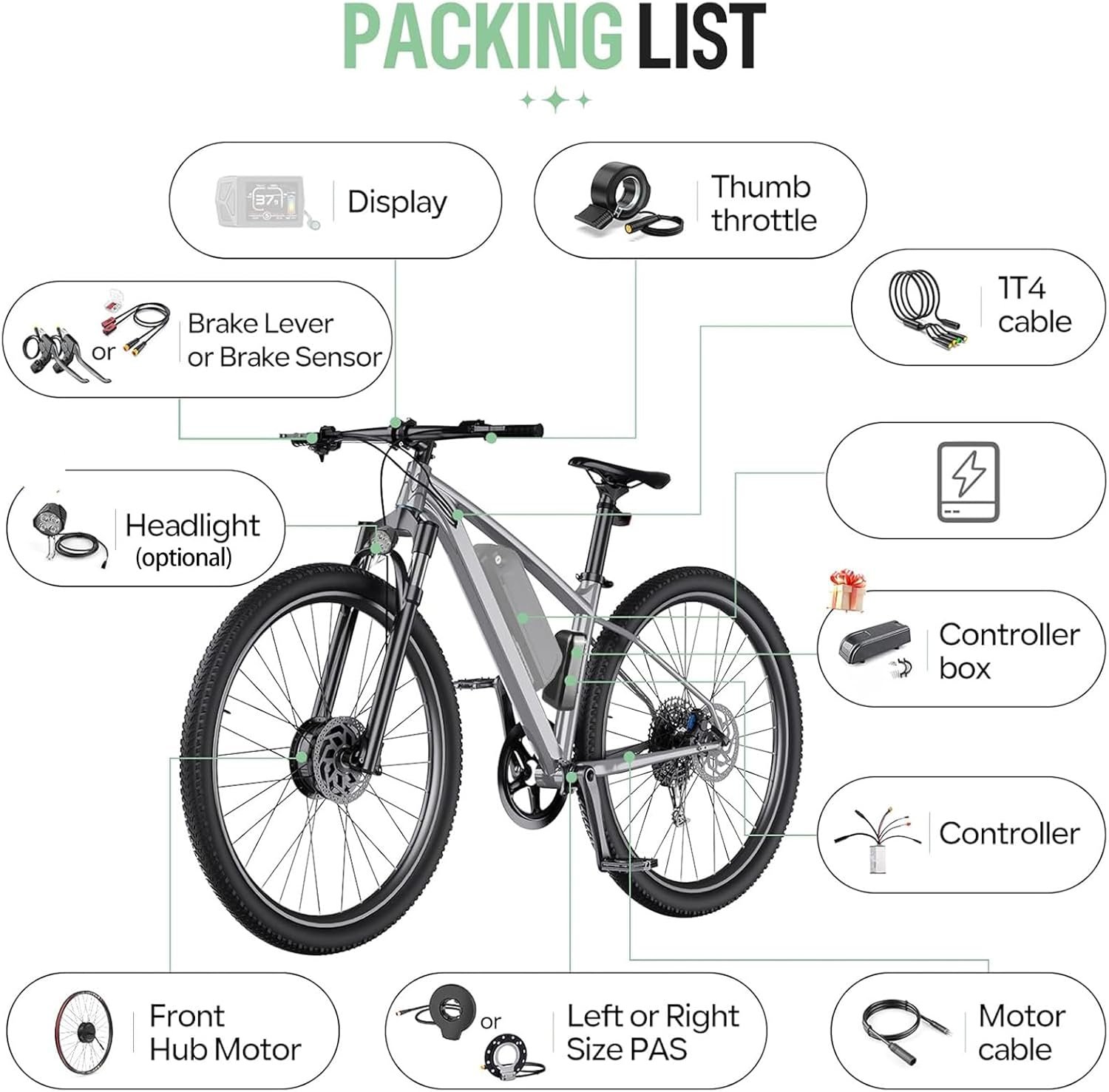 BAFANG G020 Front Hub Motor 26" 28" 29" 700C 48V Electric Bike Conversion Kit with Controller & PAS Sensor, Front Wheel Ebike Kit for City Mountain Road Commuter Bicycle - Image 6