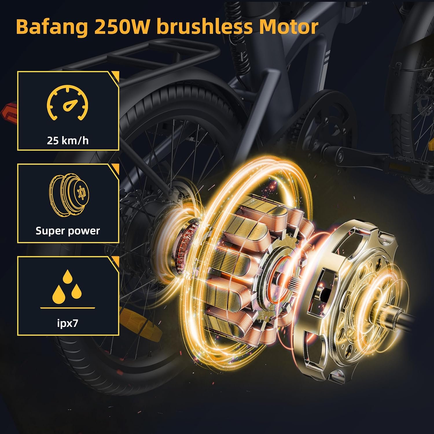 ADO Air20Pro Electric Bike Folding, EBike for Adults, 20" Folding Electric Bicycle, Belt Drive, Bafang Motor, ECO and SPORT Mode, Adjustable Shock Absorption, LCD, APP, Range Up To 100KM - Image 2