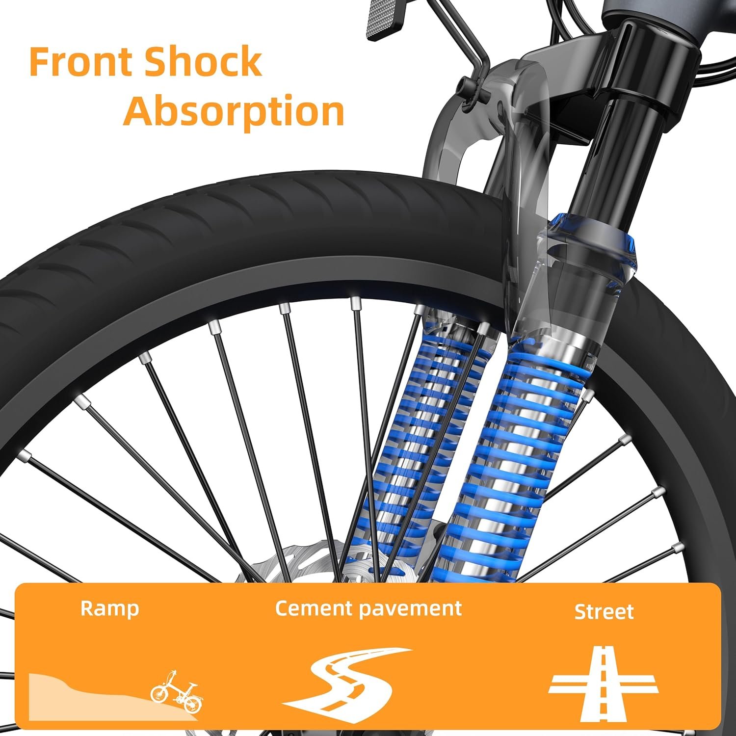 ADO Air20Pro Electric Bike Folding, EBike for Adults, 20" Folding Electric Bicycle, Belt Drive, Bafang Motor, ECO and SPORT Mode, Adjustable Shock Absorption, LCD, APP, Range Up To 100KM - Image 4
