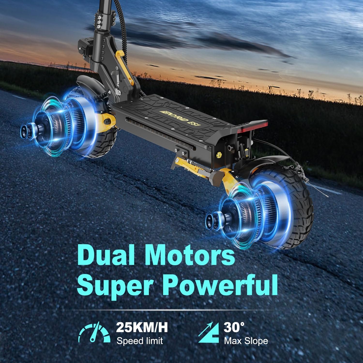 iENYRID Electric Scooter, 10'' Tyre E Scooter for Adults, 30/50Km Long Range, 15/20.8Ah Battery, 3 Speed Modes, Dual Braking System Dual Shock Absorption, Foldable Escooter, Model S1/ES1 - Image 3