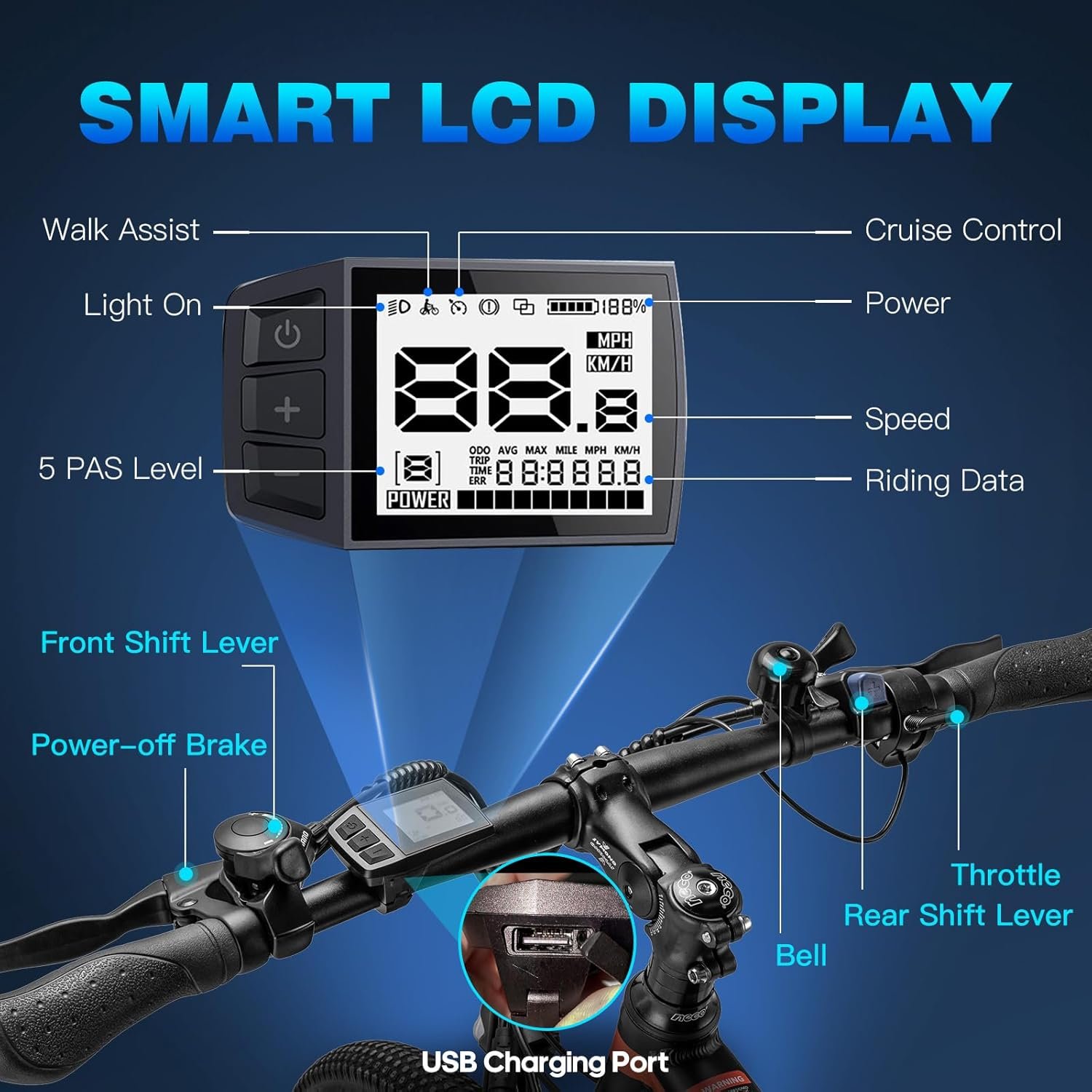 Fafrees Electric Bike for Adults, 26"/27.5" Electric Bicycle, 250W Pedal Assist Ebike for Men Ladies, Removable 13–15Ah Battery, 21 Speed MTB for City, EAPC - Image 5