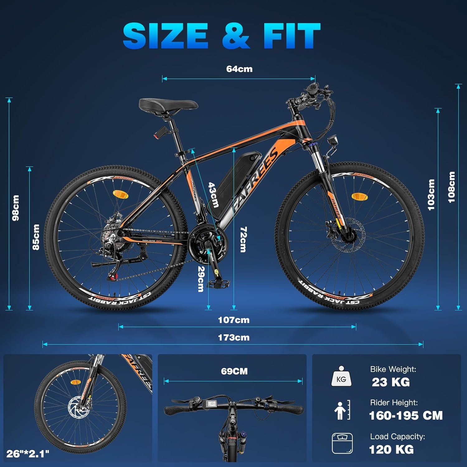 Fafrees Electric Bike for Adults, 26"/27.5" Electric Bicycle, 250W Pedal Assist Ebike for Men Ladies, Removable 13–15Ah Battery, 21 Speed MTB for City, EAPC - Image 7
