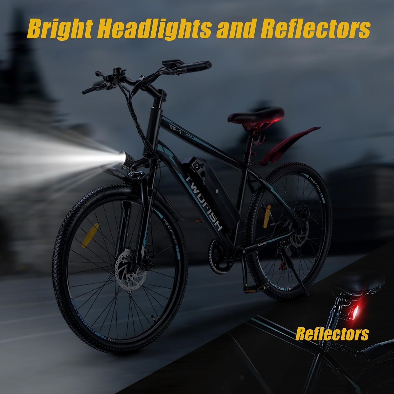TWOFISH Electric Bike, 26" Electric Mountain Bike for Adults with 36V 15Ah Battery Max Range 100 KM 25KM/H 3 Riding Mode 7 Speed E Bike with Disc Brakes LED Display, TF-1 - Image 5