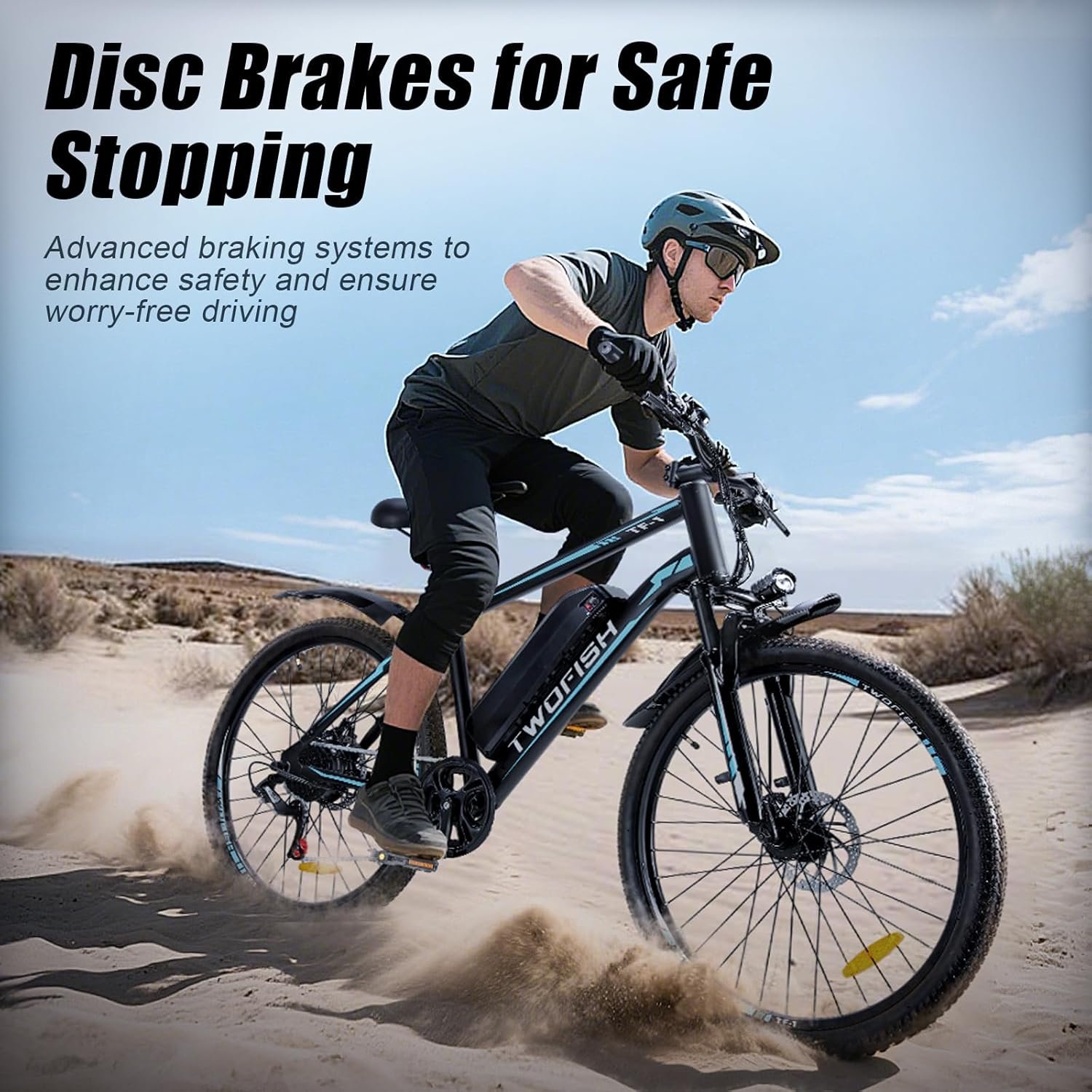 TWOFISH Electric Bike, 26" Electric Mountain Bike for Adults with 36V 15Ah Battery Max Range 100 KM 25KM/H 3 Riding Mode 7 Speed E Bike with Disc Brakes LED Display, TF-1 - Image 9