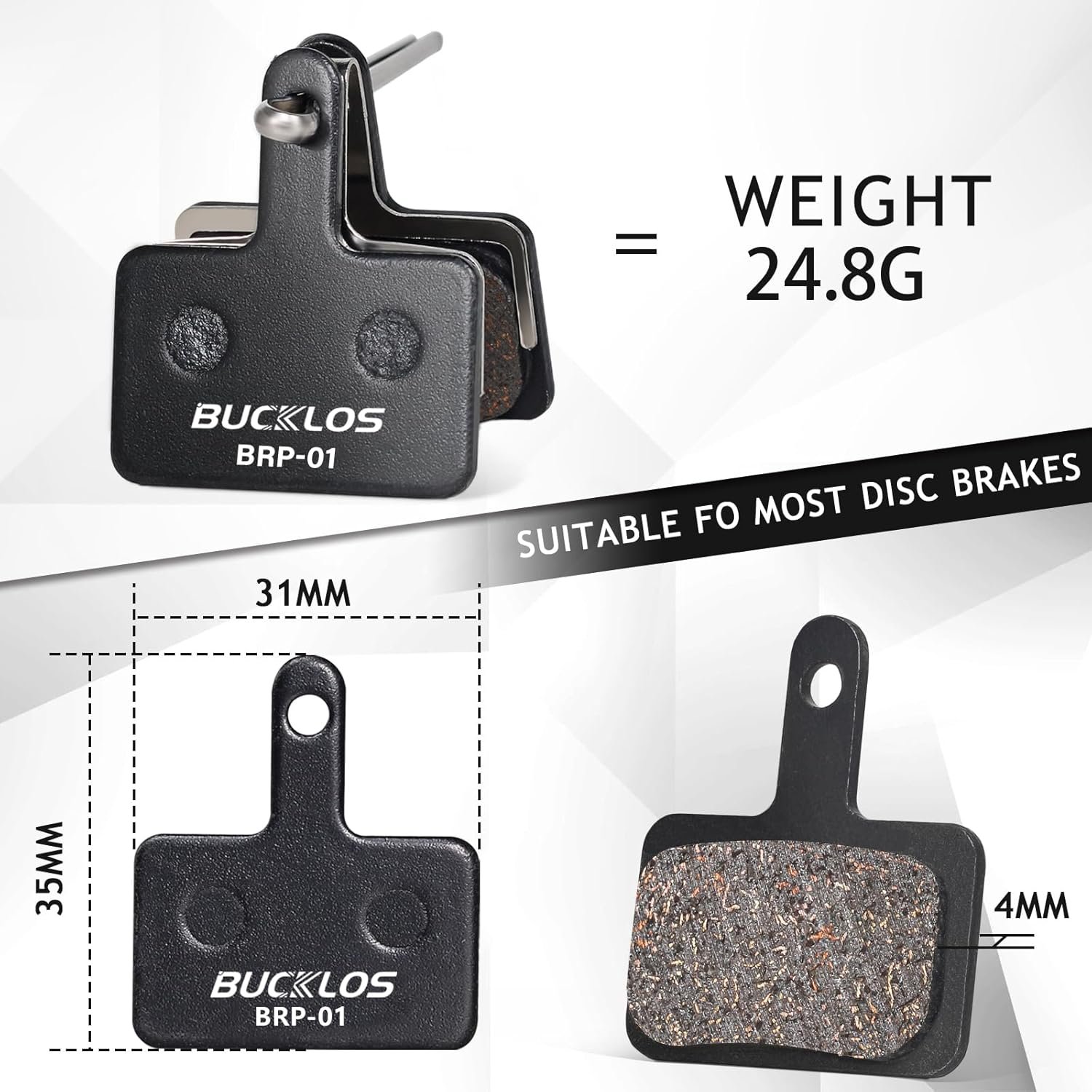 Bike Brake Pads 2 Pairs/4 Pairs for TRP Tektro Shimano MT200 Deore Br-M575 M525 M515 T615 T675 M505 M495 M486 M485 M475,Disc Brakes Pads for Bicycle Mountain/Electric/Road/MTB - Image 4