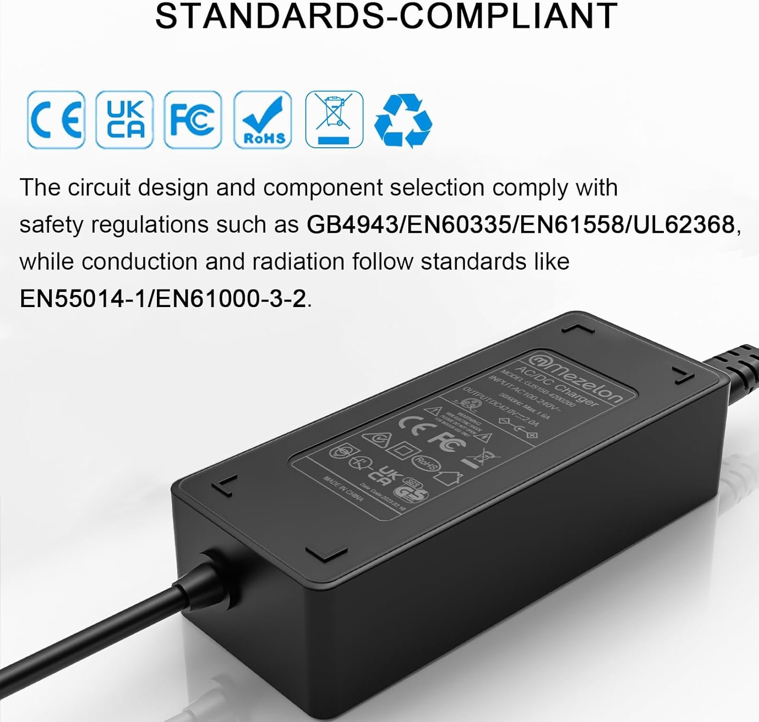 Mezelon® Universal Electric Scooter Charger, Hoverboard Charger, 42V 2A 36V Battery Chargers for Mobility scooter charger, Electric Bike, High Safety/Low Heat Generation/Fast charging - Image 6