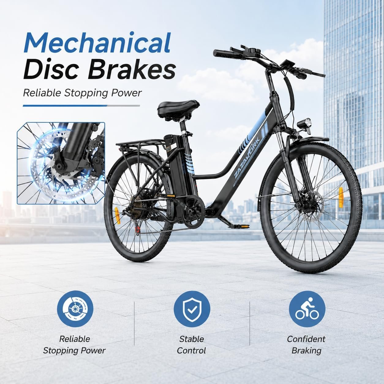 Electric Bike for Adults, 250W Rear Motor Electric Bicycle with 36V 20AH Battery, 80-120km Long Range, 7-Speed & 3 Riding Modes, 25km/h Electric Hybrid Bike for Men Women City Commute - Image 5