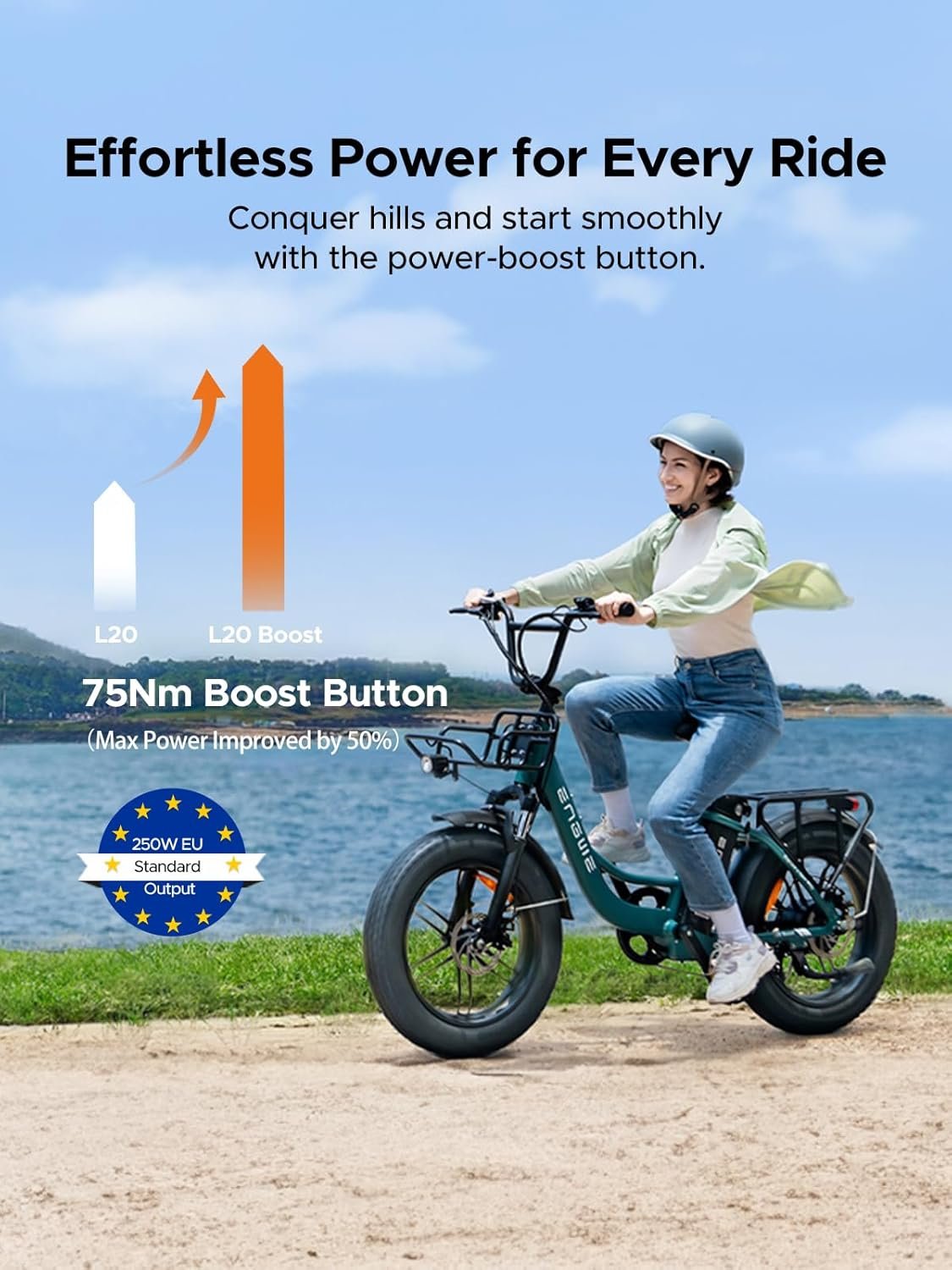 ENGWE L20 BOOST Electric Bike, 20‘’ ×4.0‘’ Fat Tire E-Bike for Adults 7 Speeds, 250W Motor 48V 13AhRemovable Battery Range up 120 km - Image 5