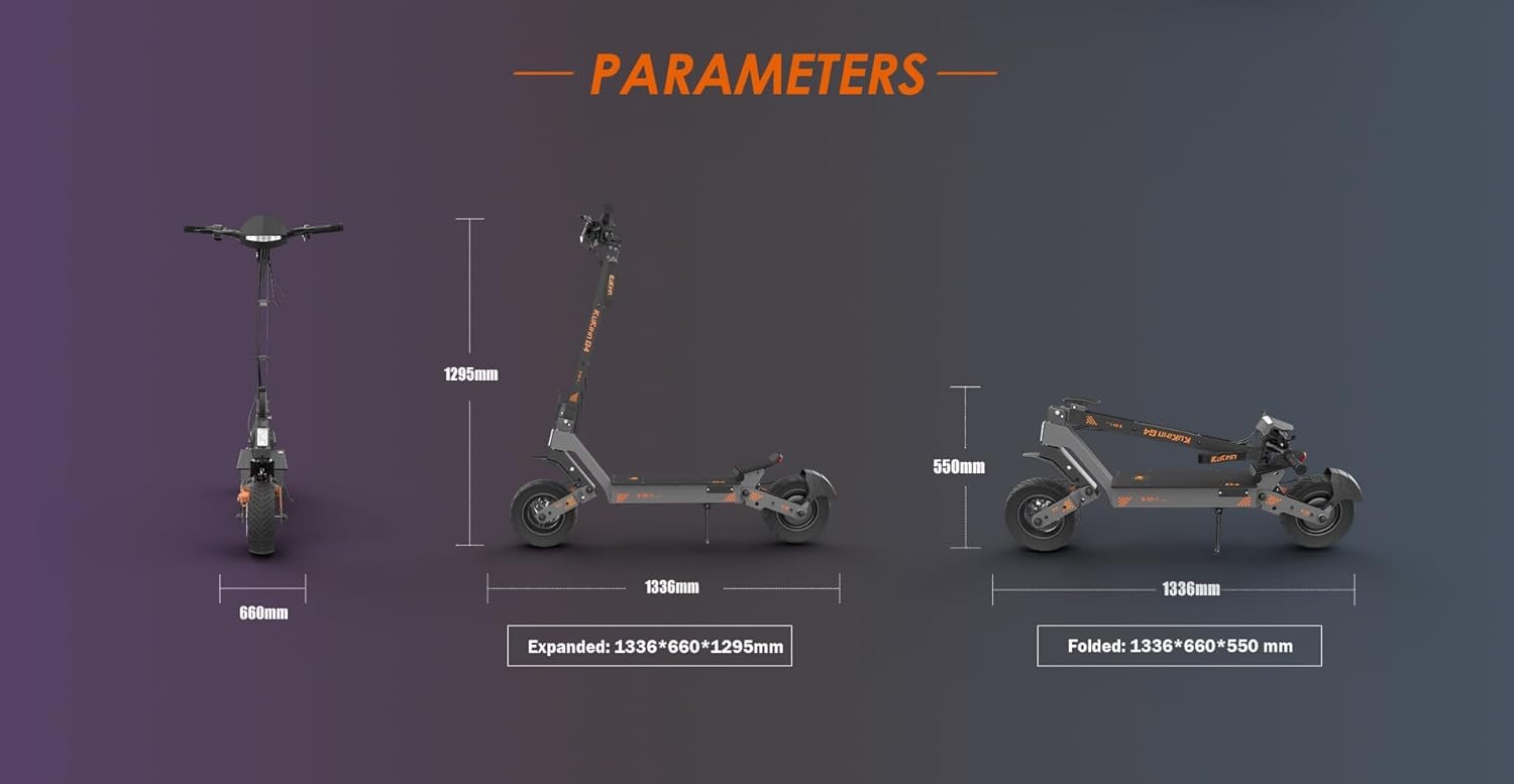 KuKirin G4 Electric Scooter for Adults, Long Range Foldable E Scooter, 75km Range, 60V 20Ah Battery, 11-Inch Tubeless Tyres, Dual Disc Brakes, Touch Display, IP54 Water Resistant, EN17128 - Image 6