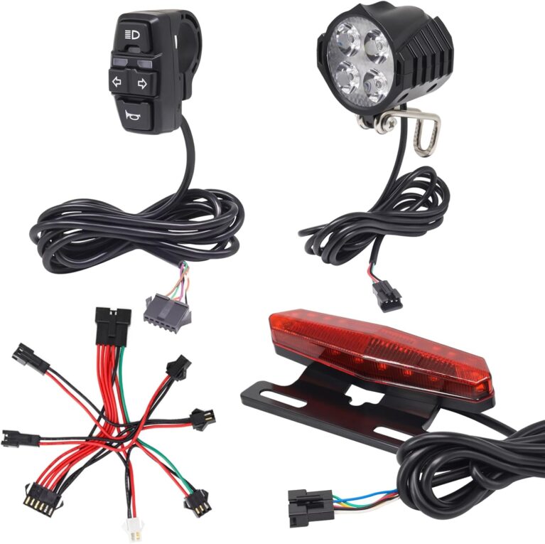 36V 48V Electric Bike Light Kit, Headlight Horn 100dB, Tail Light with Turn Signal, Rear Rack Mount 50mm 80mm