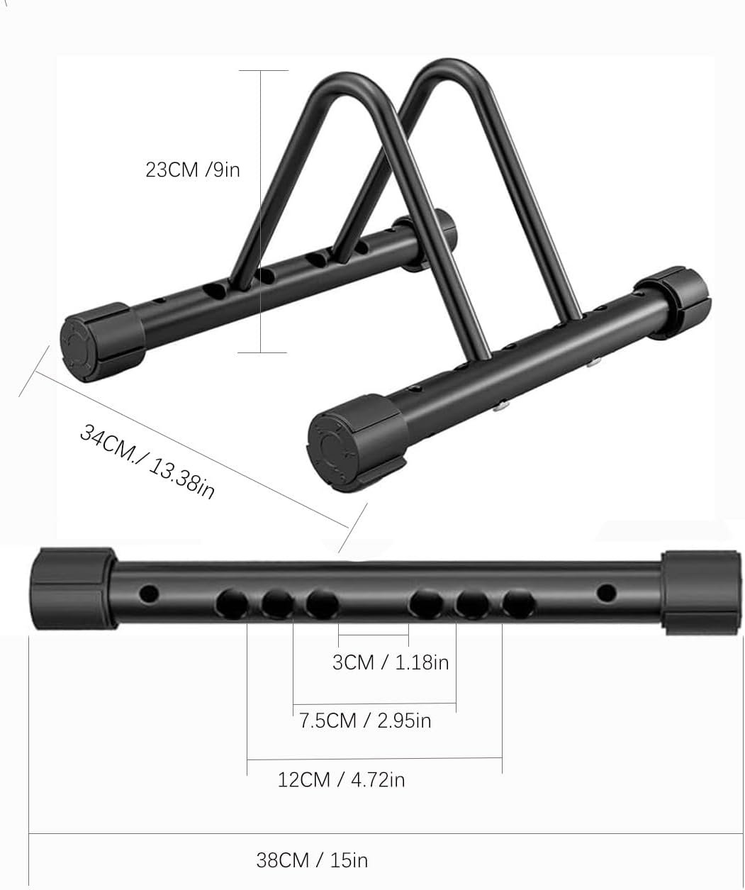 Adjustable Bike Rack Stand for Road, Mountain & Electric Bikes | Steel Tire Holder with Width & Height Settings | Indoor Outdoor Floor Parking Storage | Fits 3cm to 12cm Tires - Image 4