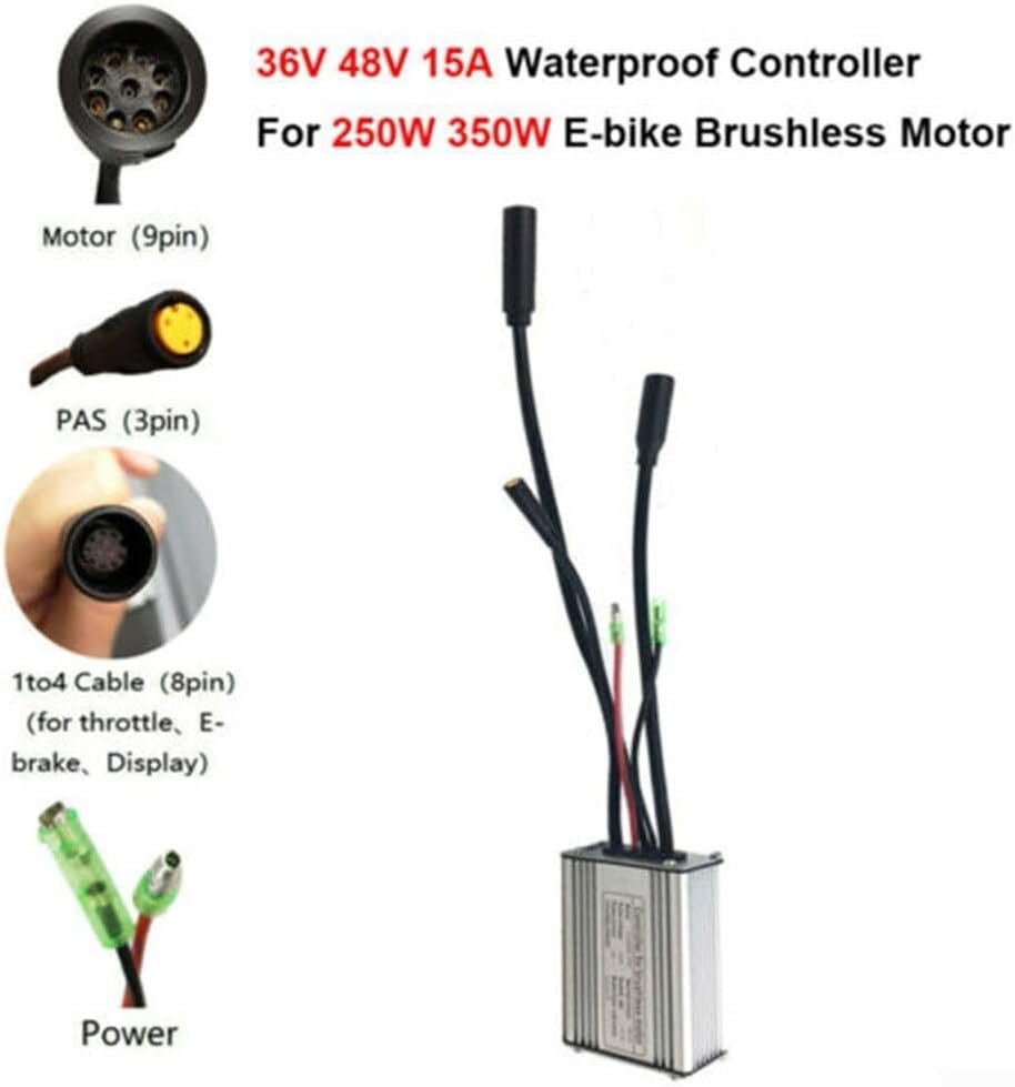 36V 48V KT-15A Electric Bike Controller Waterproof System for 250W 350W Brushless Motor For E-Bike Bicycle With 9-Pin Motor Connector Speed Control System Aluminum Housing - Image 6