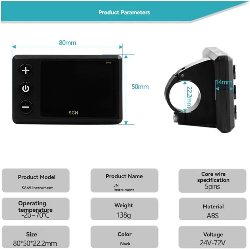 S869 Electric Bicycle LCD Display 24V-72V Electric Scooter LCD Color Meter for Mountain Bike LCD Meter Waterproof 5PIN - Image 8