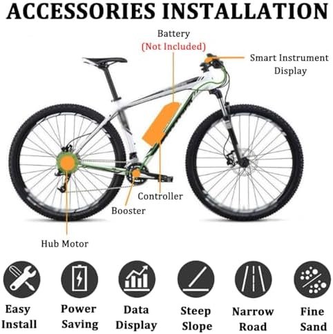 250W Electric Bike Conversion Kit, Brushless Hub Motor for 700C Wheels, LED Display, Easy E-Bike Upgrade with Controller & Brake Levers - Image 5