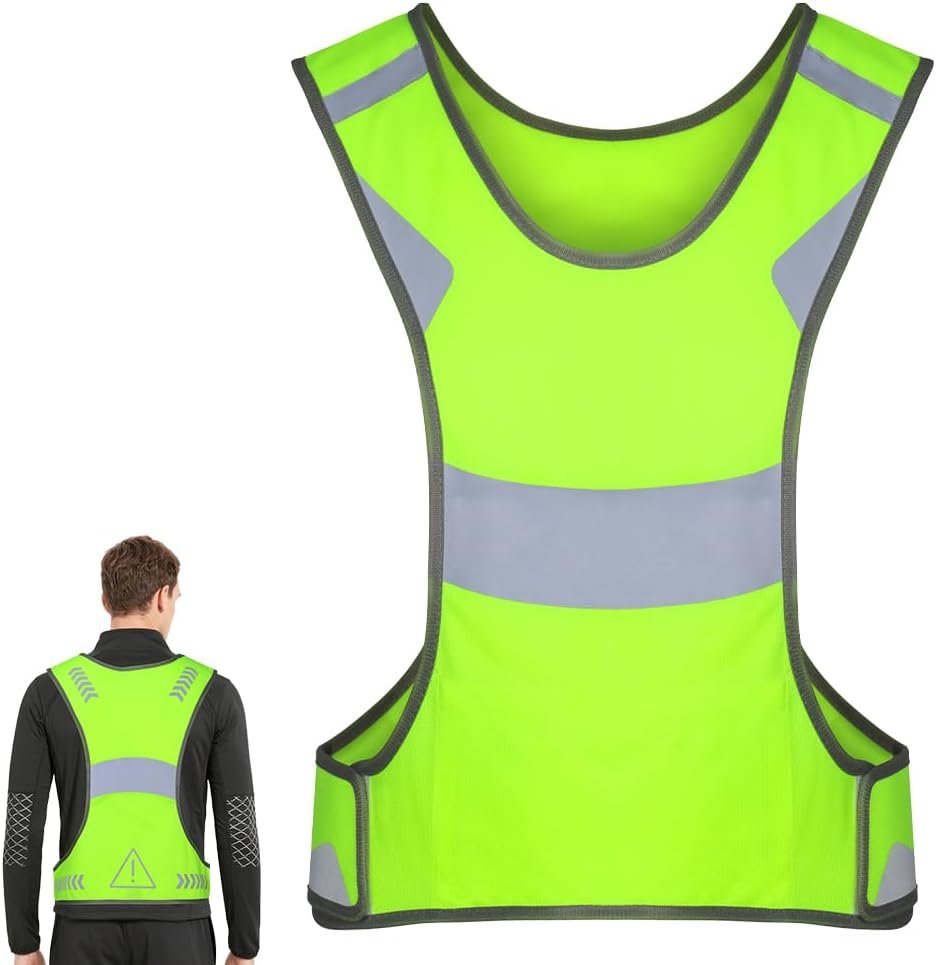 Reflective Running Vest Breathable Sports Vest High Visibility Waistcoat Safety Vest Women Men Night Warning Top Reflectors Clothing Hi Vis Reflective Running Gears for jogging Hiking Cycling