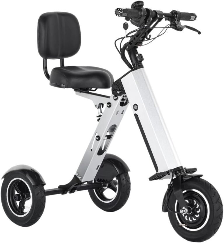 3-Wheel Adult Mobility Scooter with Seat, Lightweight Electric Tricycle with Removable Battery, Reverse Function and Key Switch for Commuting and Travel 10in,36V7.8A 250W