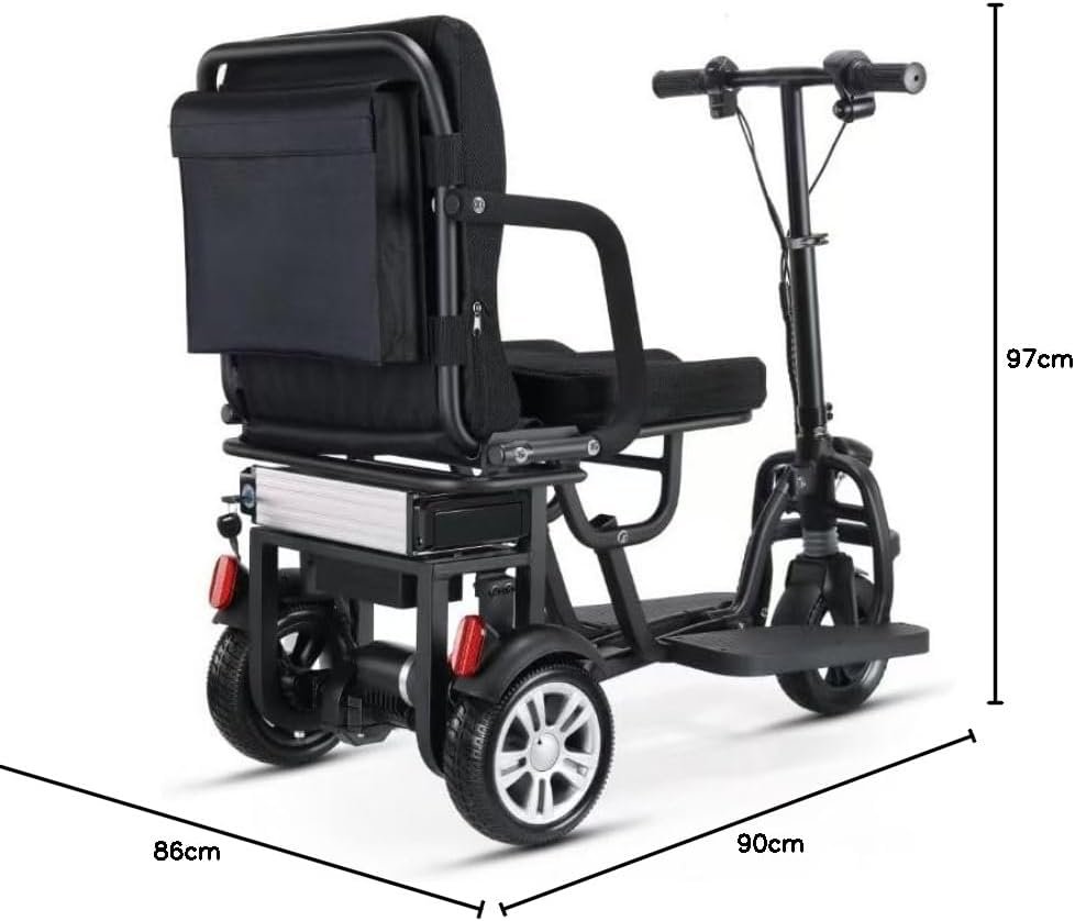 Foldable Electric Mobility Scooter, Folding 3 Wheel Travel Scooter, 24V 250W Motor, 24V 12AH Removable Battery, Suspension, Powerful Motor to Climb Hills, Electromagnetic Break, Upgraded Model. - Image 8