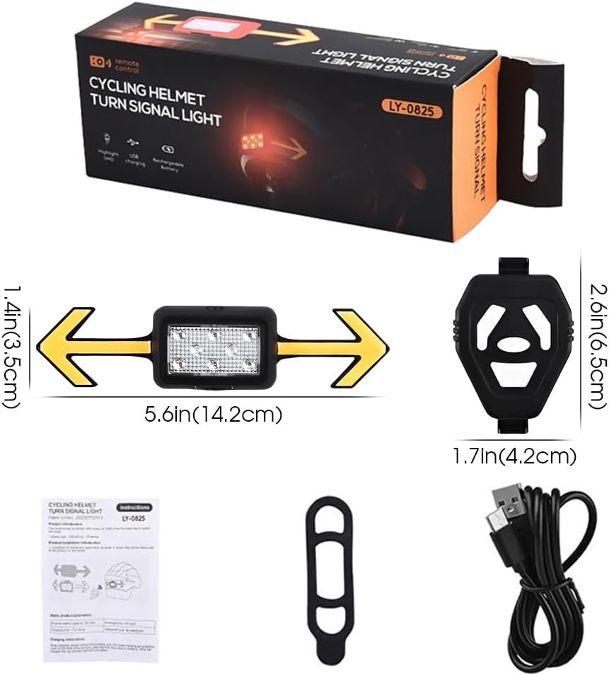 Bike Rear Light Indicator NIUAWASA - Wireless Remote Control Bicycle Helmet Turn Signal Back Lights 6 Modes Waterproof USB Rechargeable Warning Flashing Taillight - Image 7