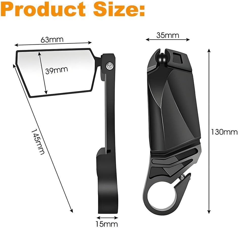 2 Pack Bike Mirrors, 360° Adjustable Foldable Bicycle Rear View Mirrors, Rearview Bicycle Mirror Handlebar Mount, Fits for Mountain Bikes, E-bikes, Bicycles, Scooter - Image 4