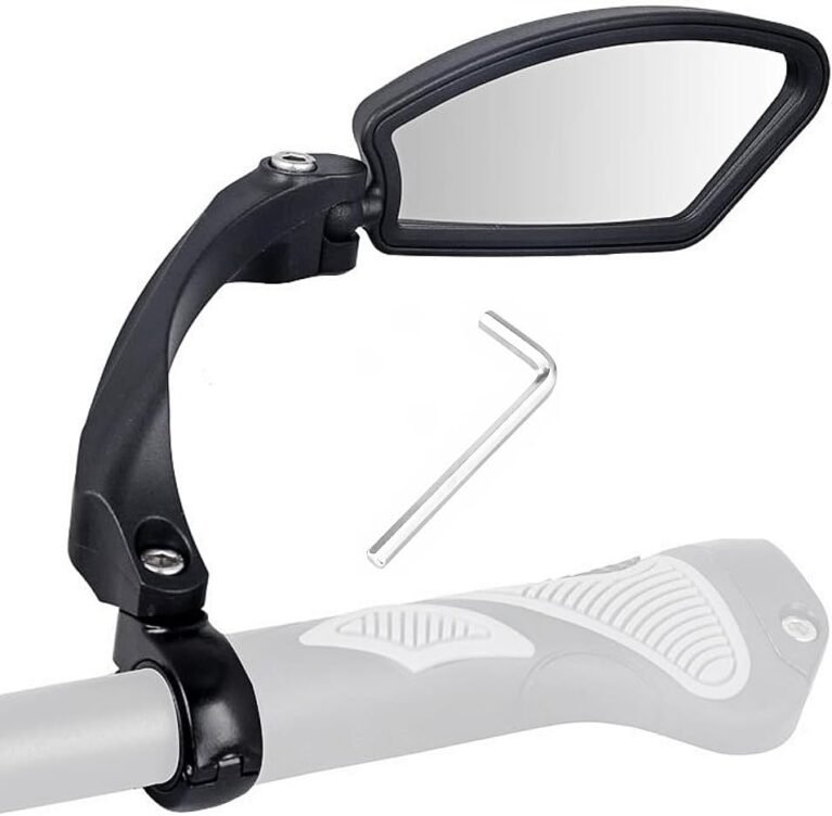 JZK Right Side Bike Mirror with Stainless Steel Lens - 360 Degree Rotatable Adjustable Cycle Mirror for Bike Handlebar