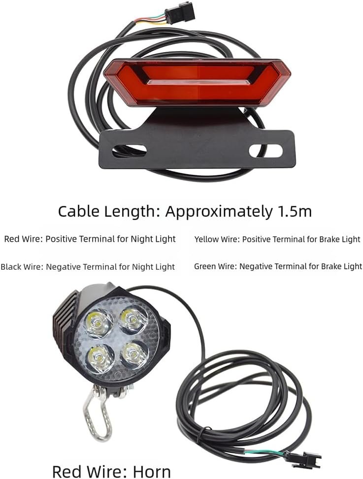 Electric Bicycle Lighting Kit 24V-48V, Electric Bike Light Kit with LED Headlight, Rear Taillight, and User Control Switch for Enhanced Riding Safety - Image 5