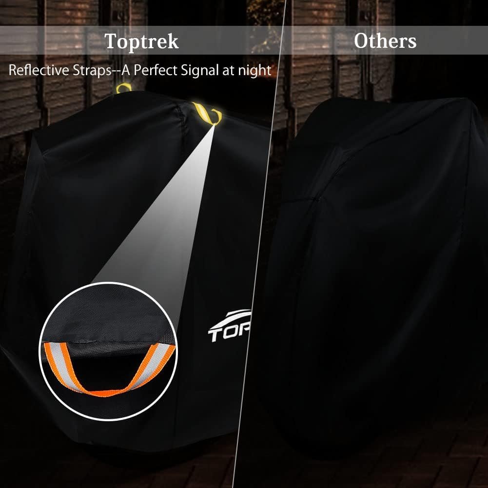 Toptrek Bike Cover, Bike Covers for Outside Storage, 210T Outdoor Waterproof Bicycle Cover with Lock Holes, Anti Rain UV Bike Covers with Storage Bag for Mountain Bike, Road Bike, E-bike(Black) - Image 5