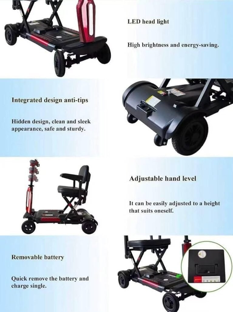 Rexhan Automatic Folding Mobility Scooter, 22 KG Super Lightweight, Folding Travel Scooter, Electromagnetic Brake, Aluminium Frame,180W Brushless Motor, Arm Rest, 20KM Removable Battery Remote Control