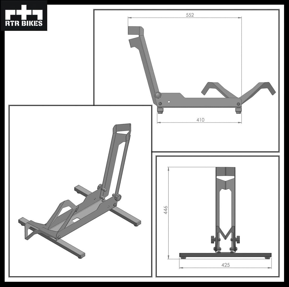 RTR BIKES Brutus Professional Bicycle Floor Stand – Heavy Duty Steel Rack for E-Bikes & MTB up to 30kg – Stable Rear Wheel Holder for 26-29" Wheels & Tyres up to 2.8" – Made in EU - Image 7