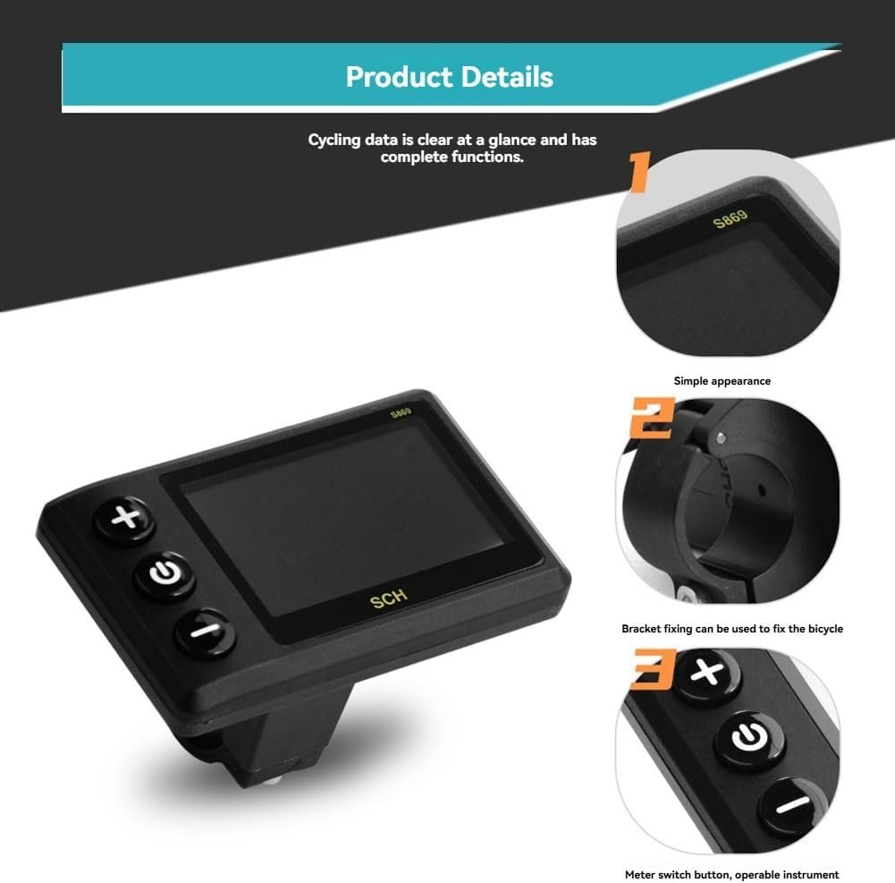 S869 Electric Bicycle LCD Display 24V-72V Electric Scooter LCD Color Meter for Mountain Bike LCD Meter Waterproof 5PIN - Image 4