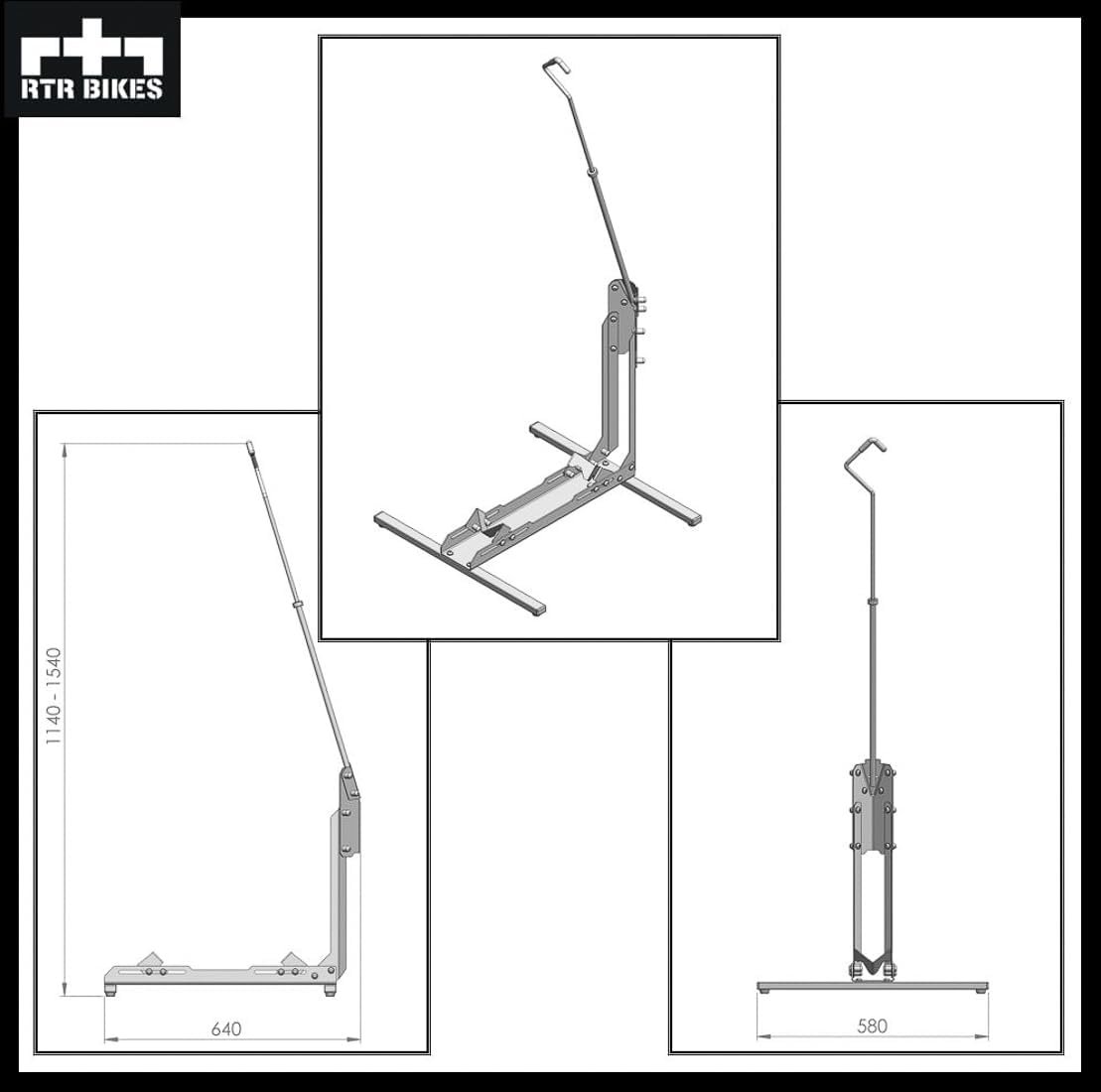 RTR BIKES Brutus Up Vertical & Horizontal Bike Stand – Freestanding Space Saving Cycle Rack – Heavy Duty Floor Holder for E-Bikes & MTB up to 30kg – Fits 24-29" Wheels & 3.5" Tyres – Made in EU - Image 7